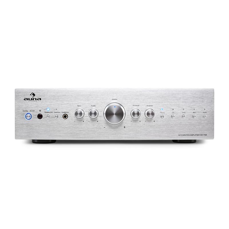 Stereo zosilňovač Auna CD708, AUX phono, strieborný, 600 W – Obrázok 2