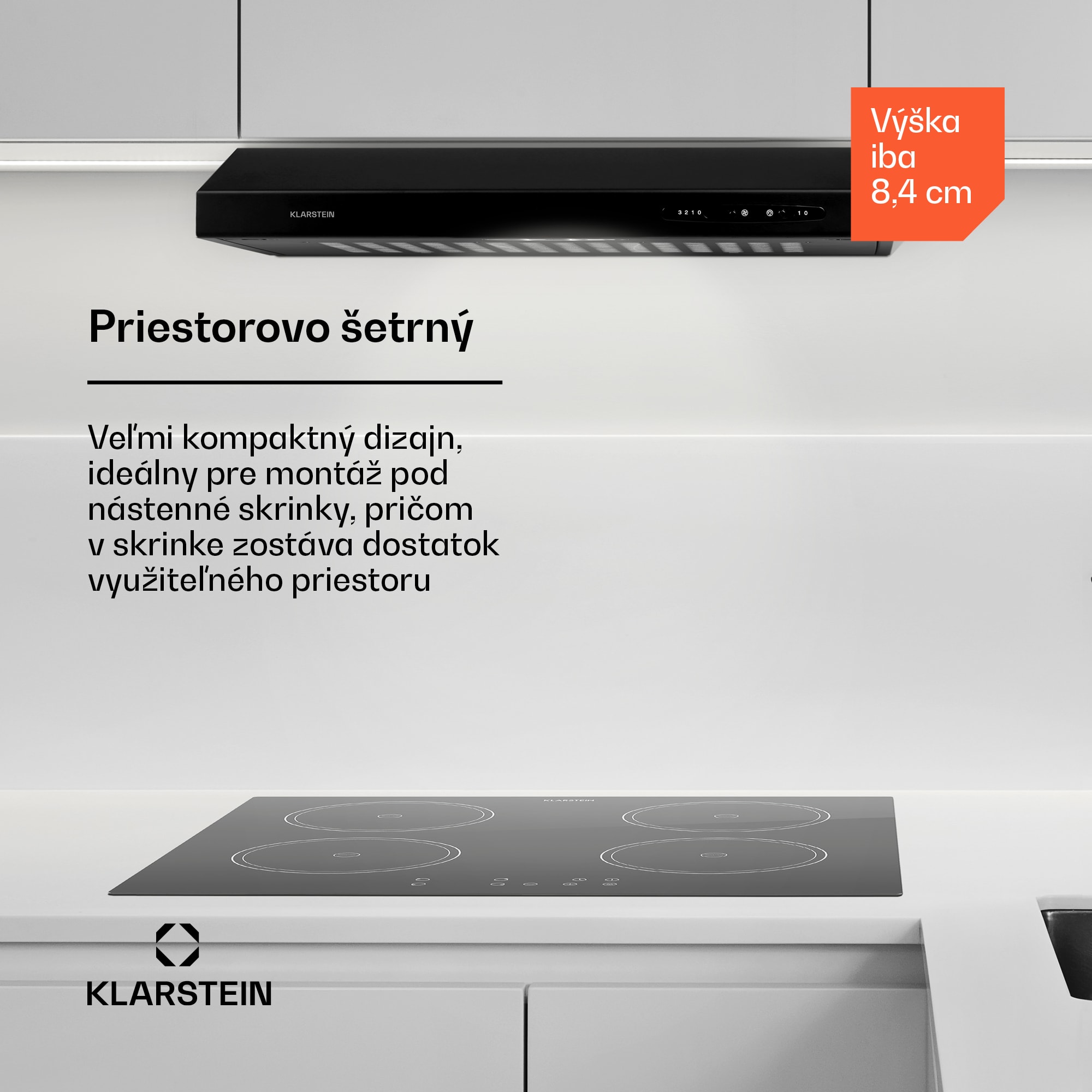 Klarstein UW60BL digestorová odsávačka 60 cm podskrinková LED 208 m³/h – Obrázok 2