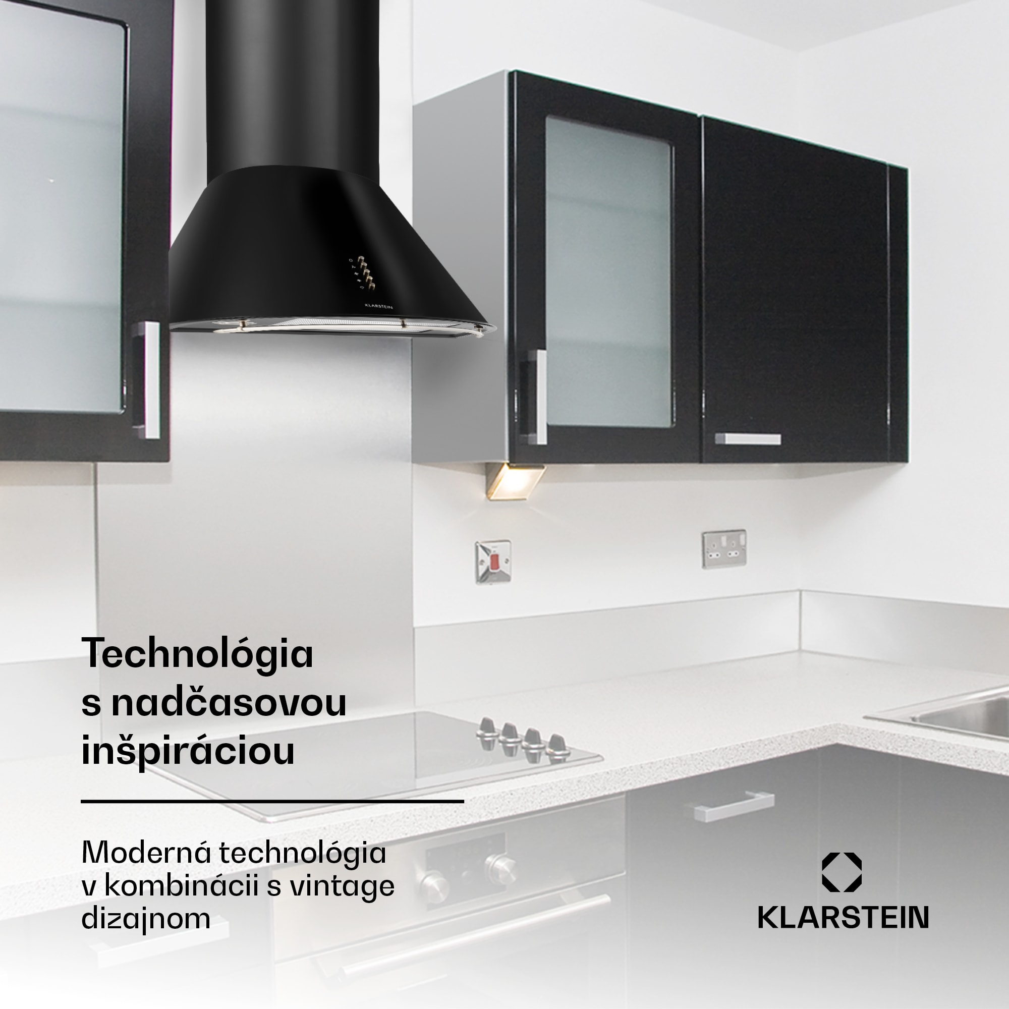 Klarstein Noir, digestor, 60 cm, komínový, 352 m³/h, retro dizajn, nehrdzavejúca oceľ, čierny – Obrázok 2