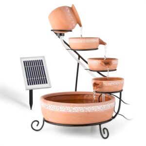 Blumfeldt Empoli kaskádová fontána terakota 5 stupňov 200 l/h solárna 2W LED