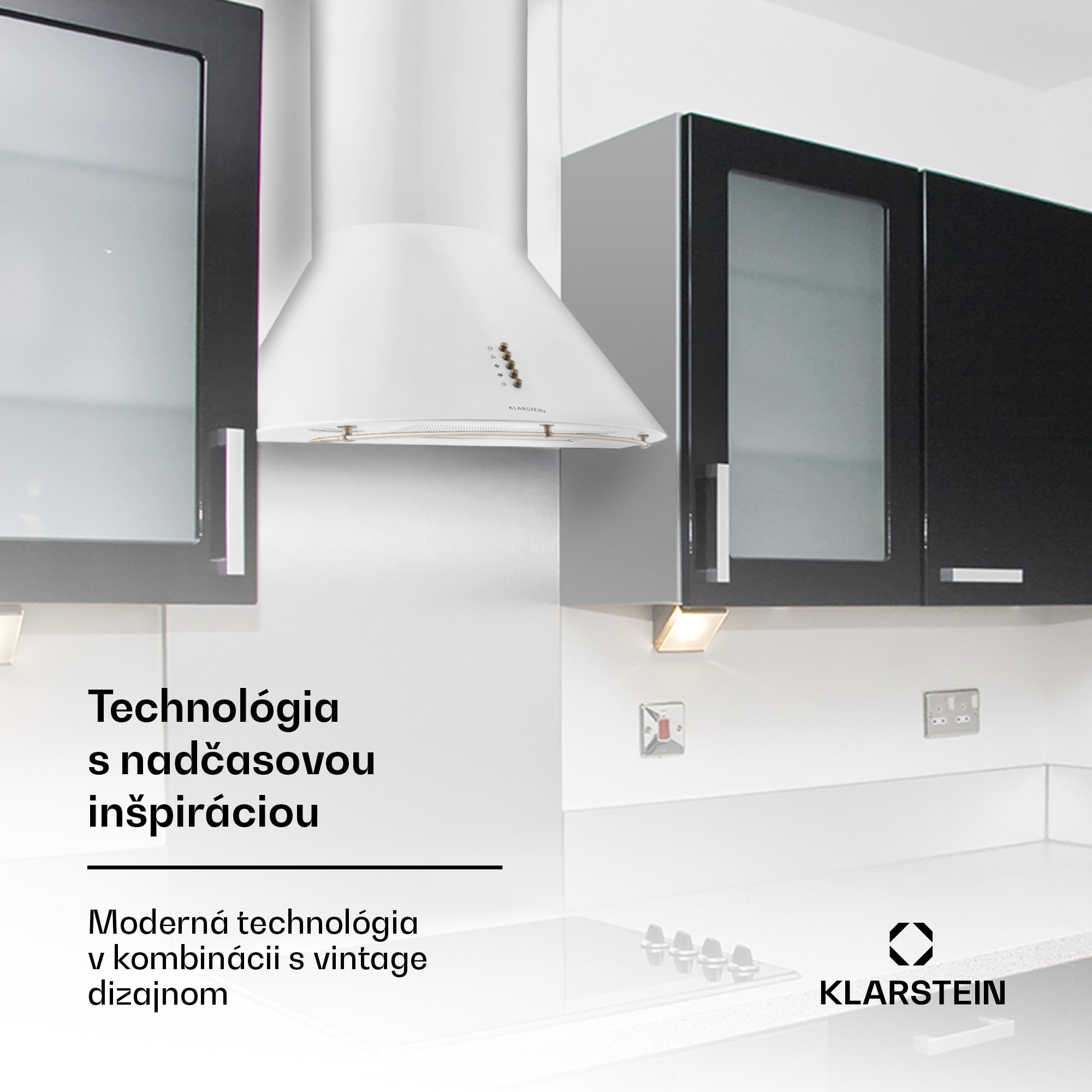 Klarstein Lumio Primo, digestor, 60 cm, komínový, 352 m³/h, retro dizajn, nehrdzavejúca oceľ, biely – Obrázok 2