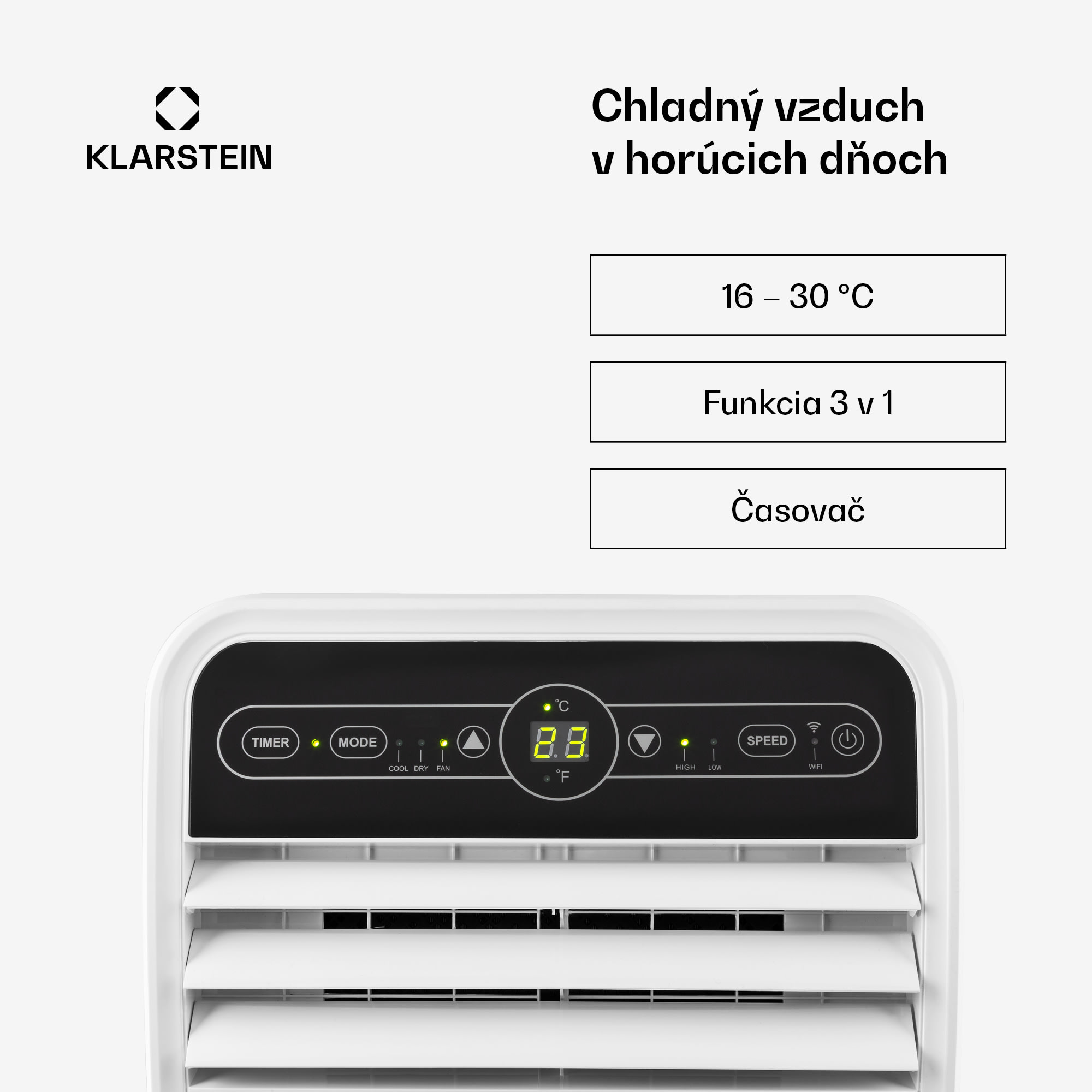 Klarstein Metrobreeze 9 New York City, mobilná klimatizácia, 9 000 BTU/2,6 kW, časovač, biela – Obrázok 2