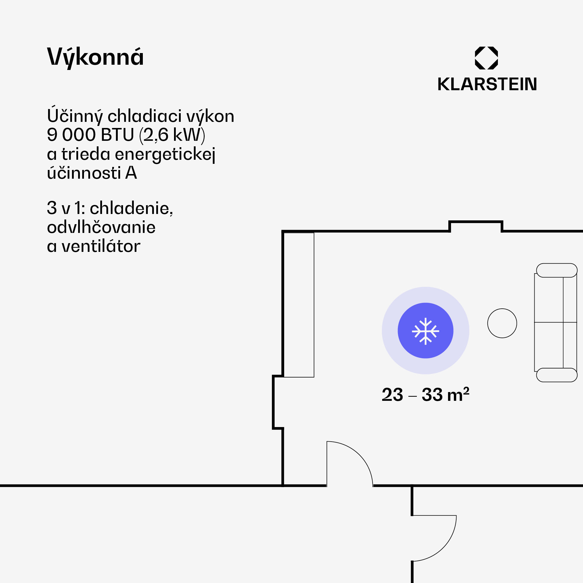 Klarstein Metrobreeze 9 New York City, mobilná klimatizácia, 9 000 BTU/2,6 kW, časovač, biela – Obrázok 3