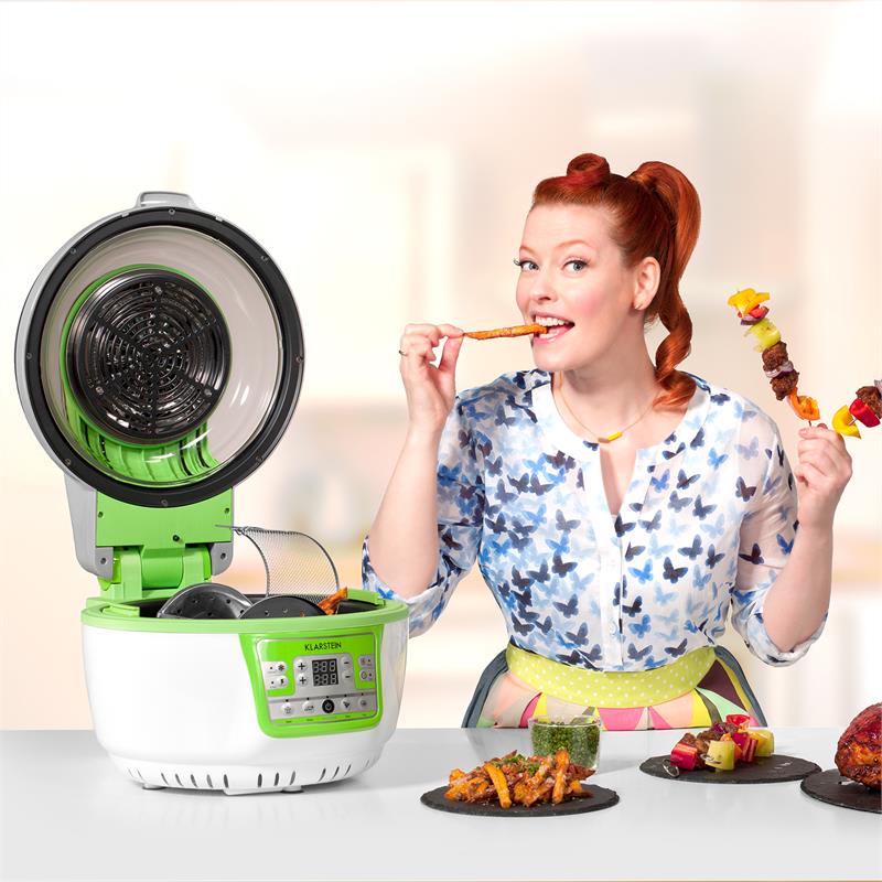 Klarstein VitAir Turbo, teplovzdušná fritéza, 1400 W, 10 l, zeleno-biela – Obrázok 3