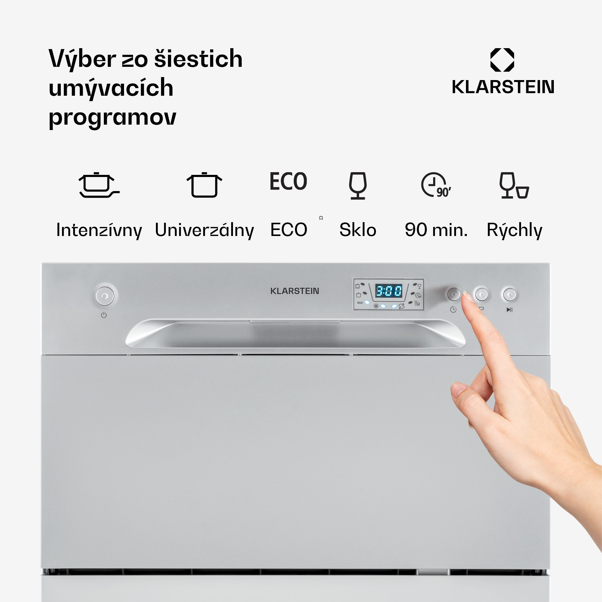 Klarstein Amazonia 6, umývačka riadu, 1380 W, na 6 súprav riadu, energet. trieda F, 49 dB, tlačidlové ovládanie – Obrázok 3