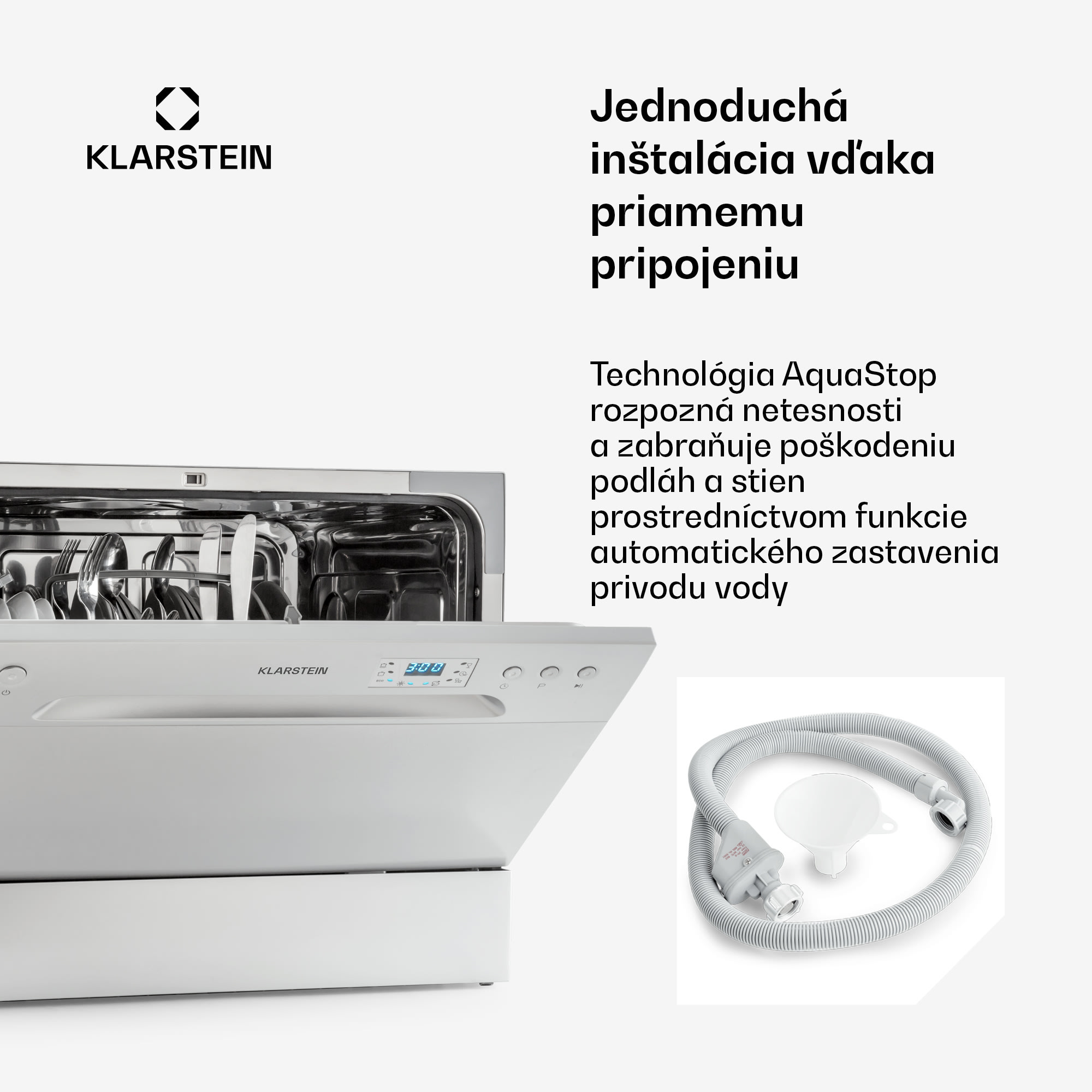 Klarstein Amazonia 6, umývačka riadu, 1380 W, na 6 súprav riadu, energet. trieda F, 49 dB, tlačidlové ovládanie – Obrázok 4