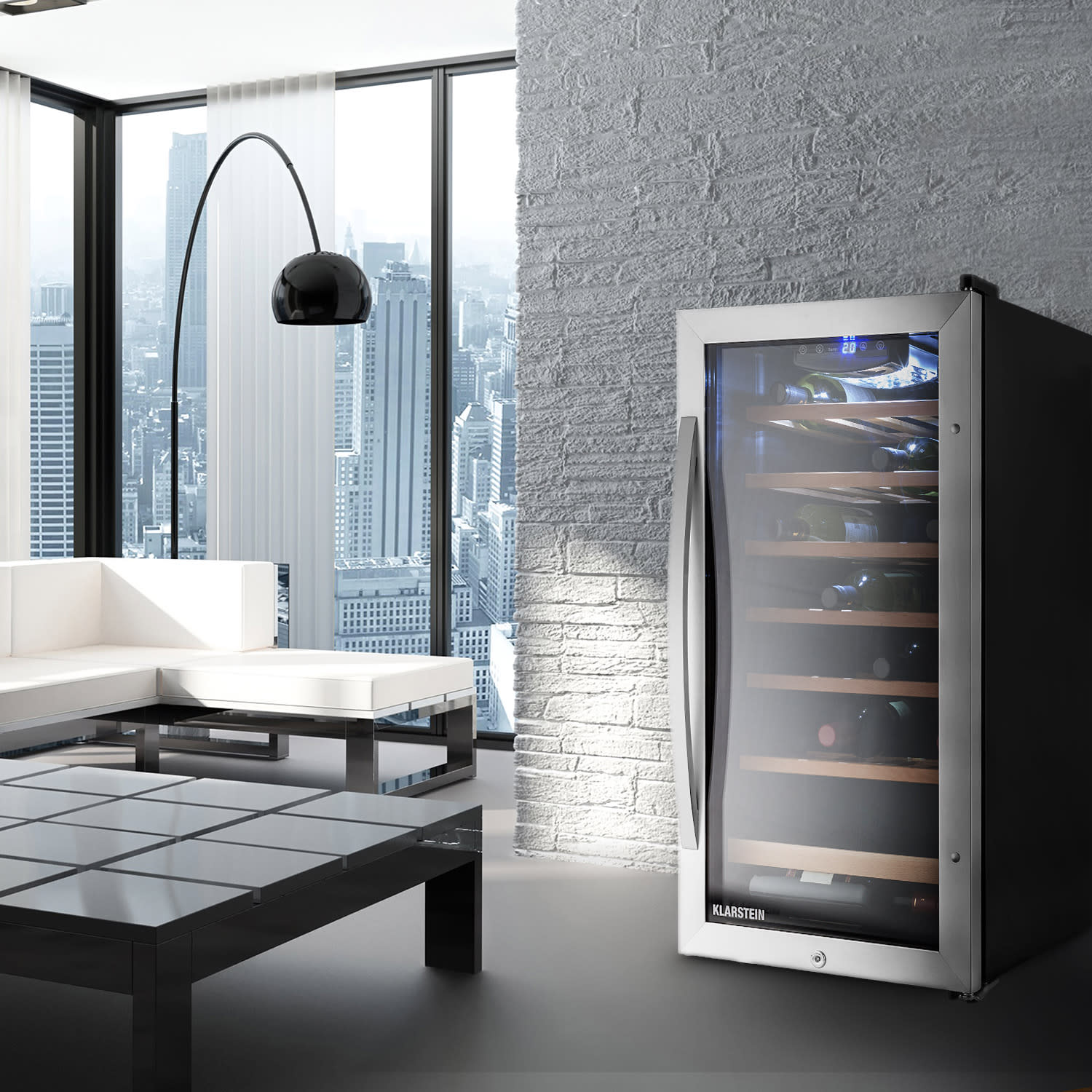 Klarstein Vivo Vino 26, 88 l, vinotéka, 26 fliaš, čierna, LED – Obrázok 2
