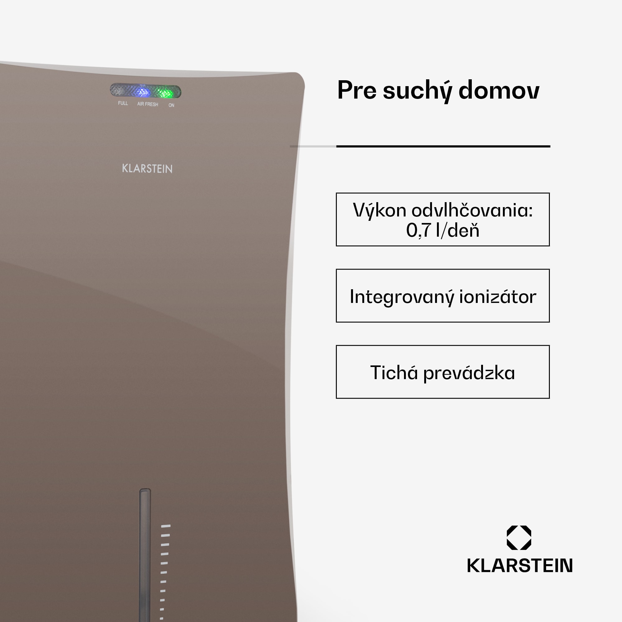 Klarstein Drybest 2000 2G, odvlhčovač vzduchu, ionizátor, 700 ml/d, 70 W, hnedá – Obrázok 2