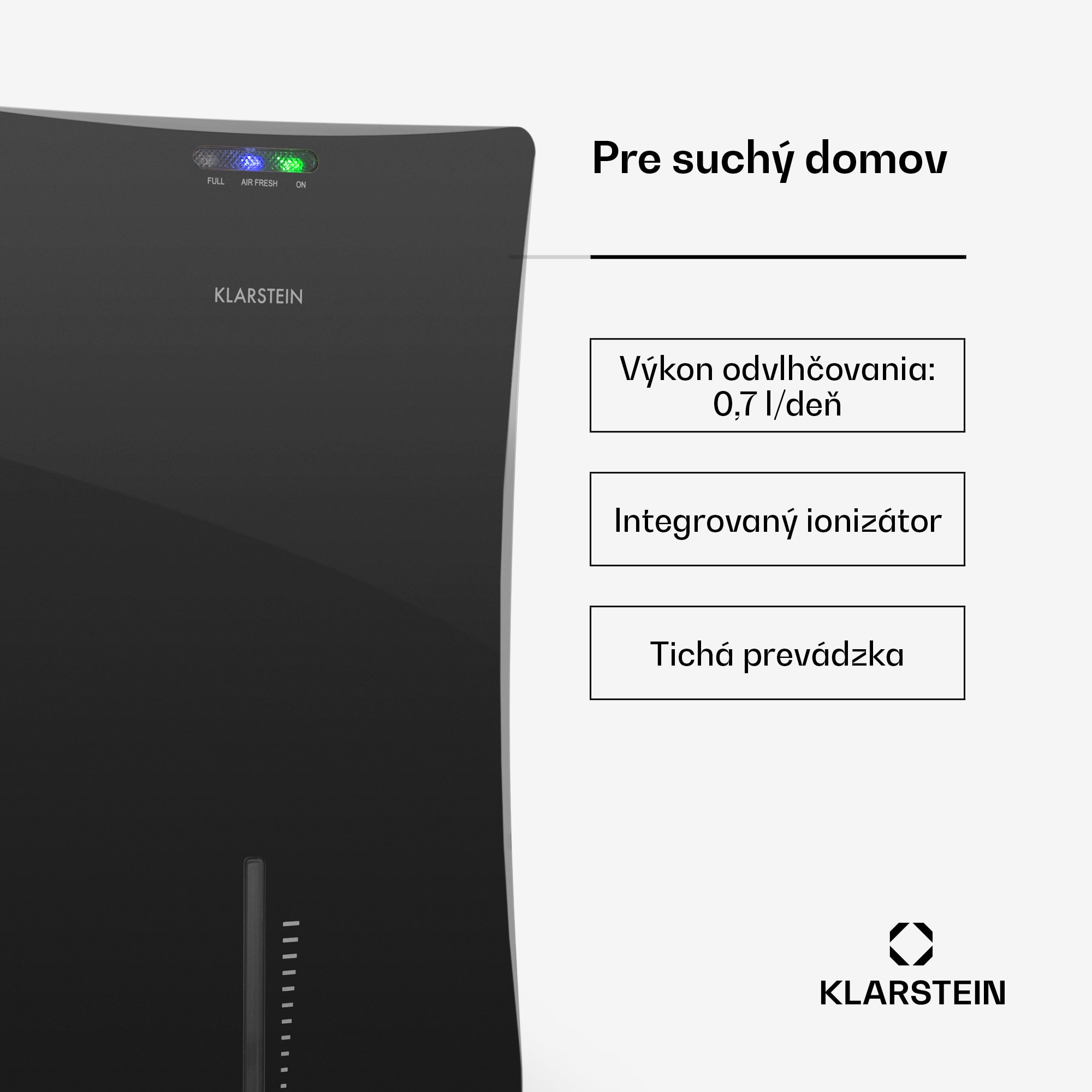 Klarstein Drybest 2000 2G, odvlhčovač vzduchu, ionizátor, 700 ml/d, 70 W, čierny – Obrázok 2