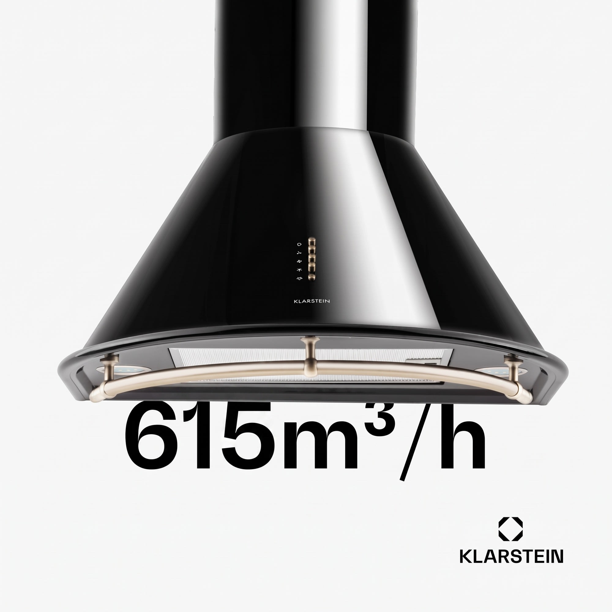 Klarstein Lumio Neo, digestor, 60 cm, komínový, 615 m³/h, retro dizajn, nehrdzavejúca oceľ, čierny – Obrázok 4