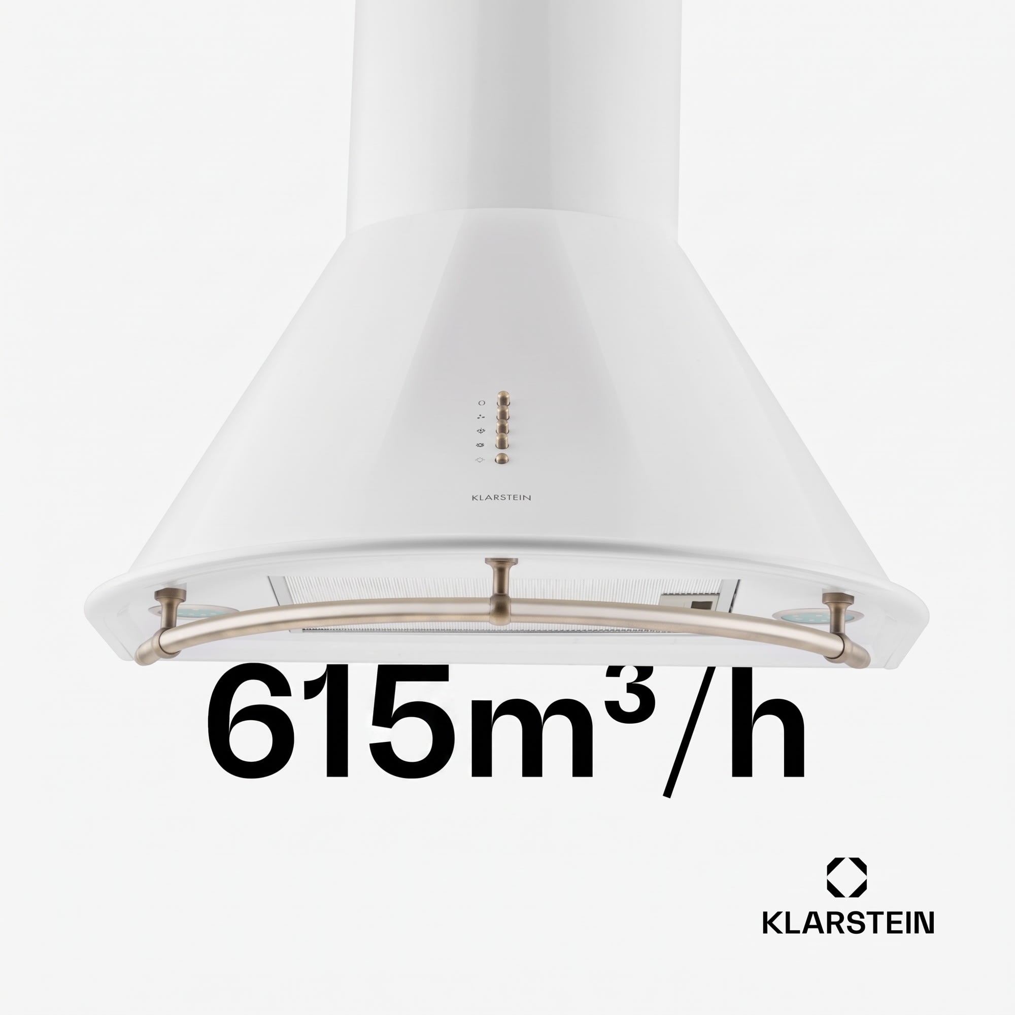 Klarstein Lumio Neo, digestor, 60 cm, komínový, 614 m³/h, retro dizajn, nehrdzavejúca oceľ, biely – Obrázok 4