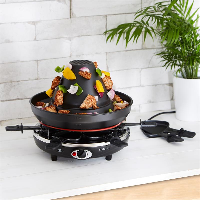 Klarstein Taste Volcano, raclette gril, 1500 W, tatársky gril, 8 osôb – Obrázok 2
