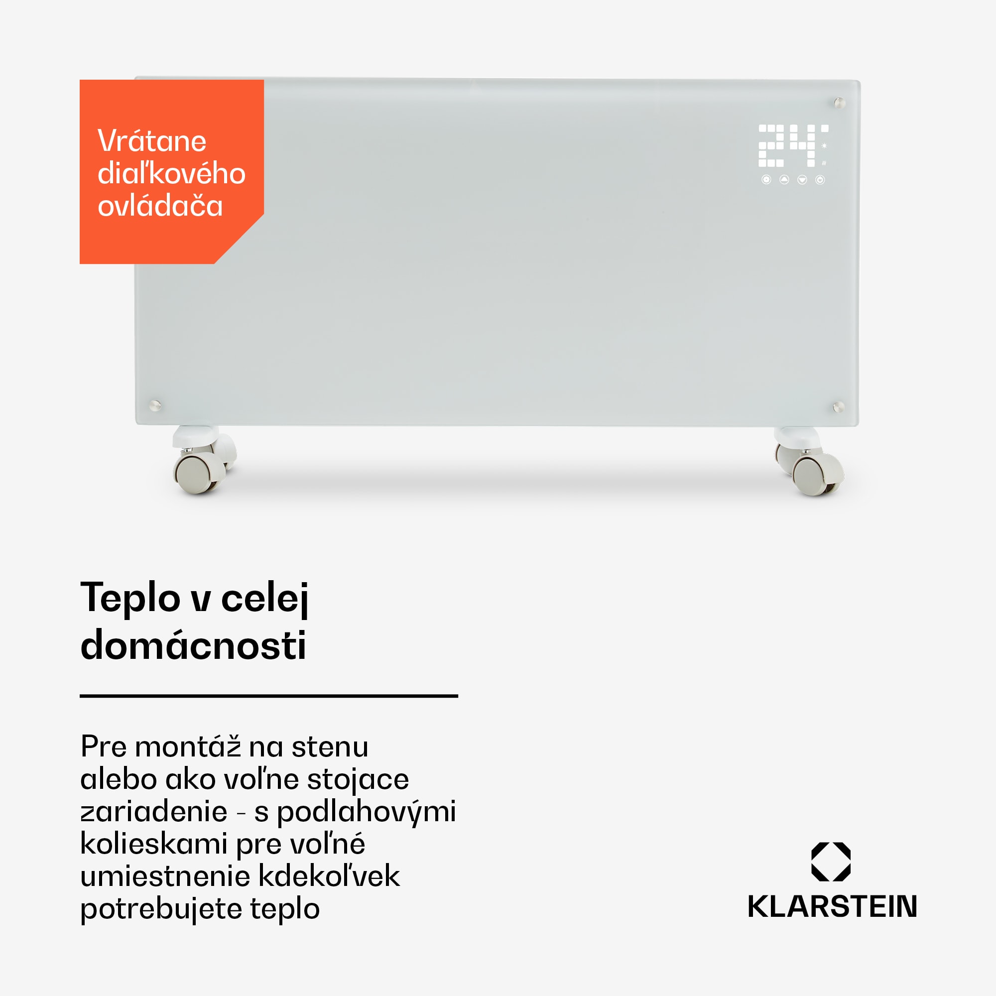 Klarstein Bornholm, konvektor, 2000 W, LED displej, 2 stupne ohrevu, biely – Obrázok 4