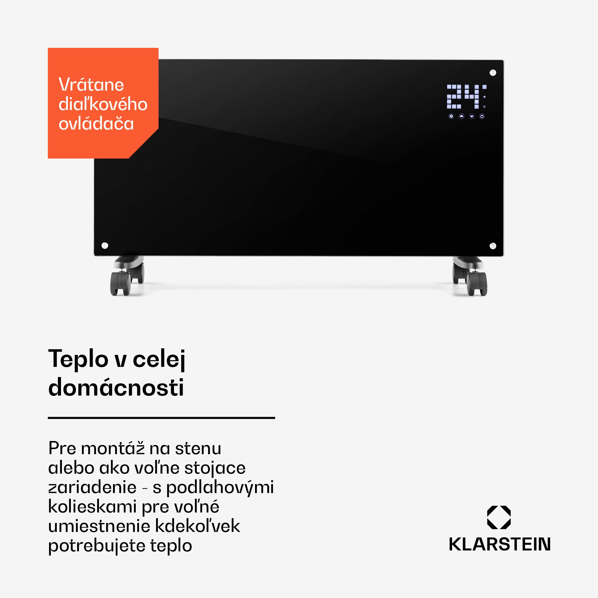 Klarstein Bornholm, konvektor, 2000 W, LED displej, 2 stupne ohrevu, čierny – Obrázok 4