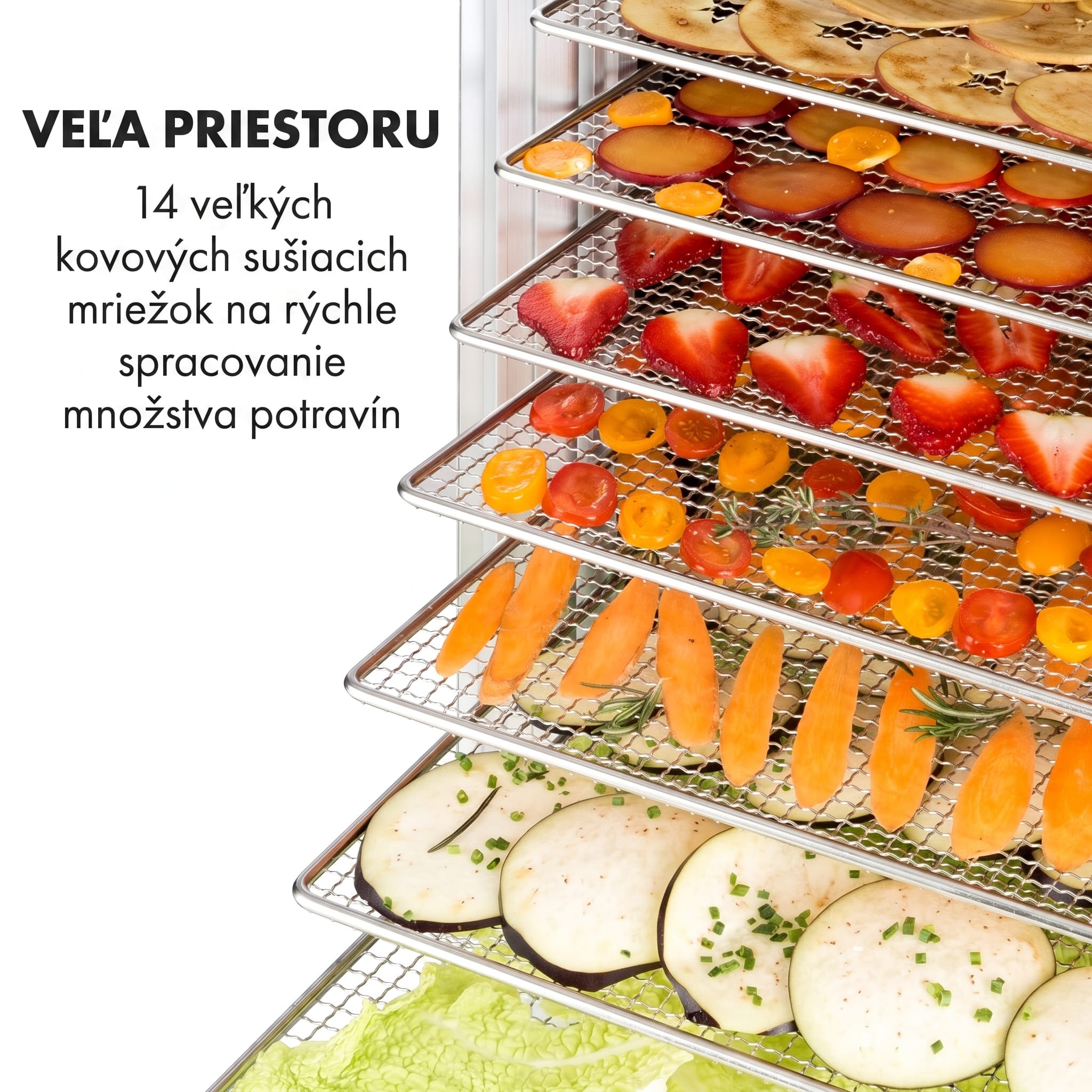 Klarstein Fruit Jerky 14, sušička ovocia, 1000 W, 30-70 °C, 14 poschodí, LCD displej – Obrázok 4
