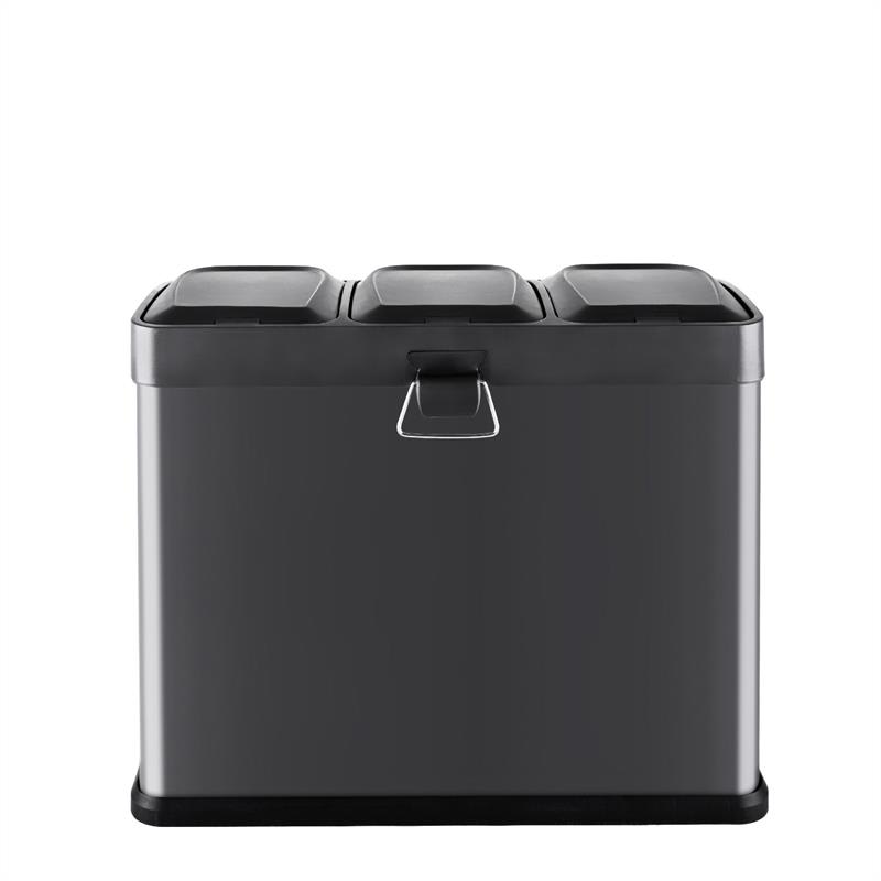 Klarstein Ökosystem odpadkový kôš nášľapný kôš triedič odpadu 45L (3x15L) čierna – Obrázok 3