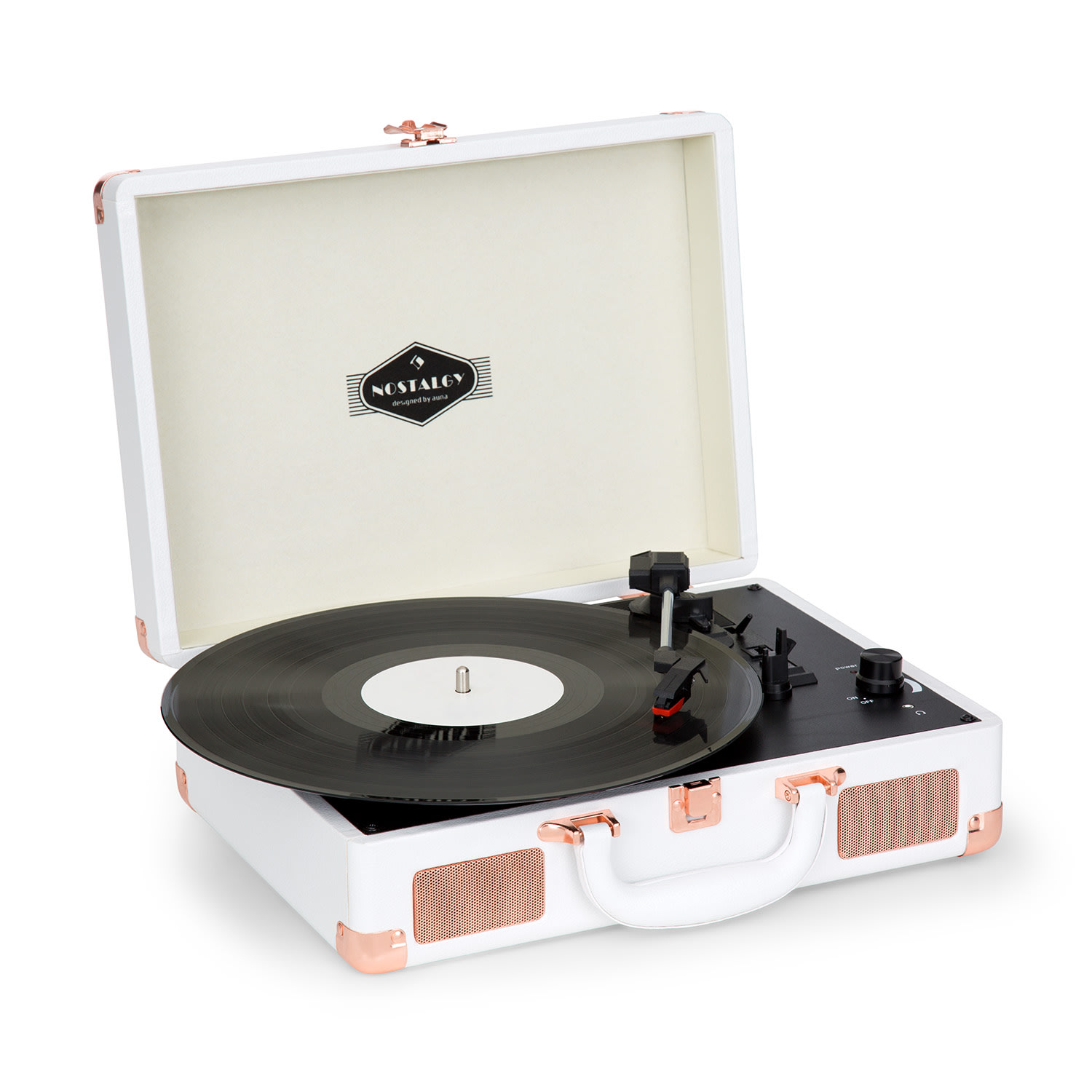 Nostalgy by auna Peggy Sue retro gramofón platne USB AUX biela/ružovo-zlatá