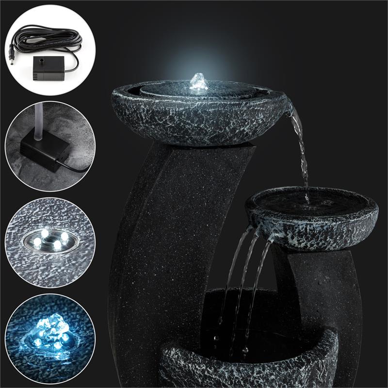 Blumfeldt Fantaghiro, záhradná fontána, solárny panel, 3 W, LED polyresín, vzhľad kameňa – Obrázok 2