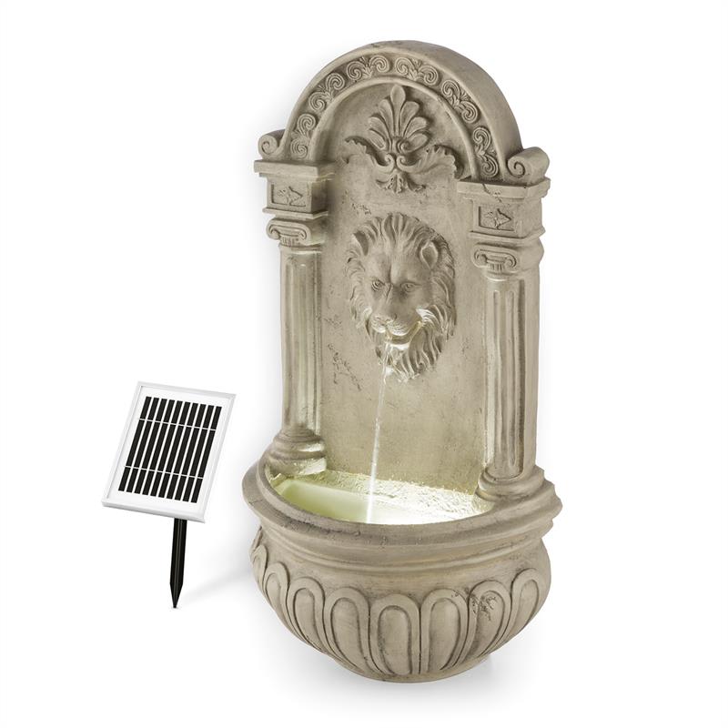 Blumfeldt Löwenstein, nástenná fontána, záhradná, solárny panel, 2 W, LED, polyresín, vzhľad kameňa – Obrázok 5