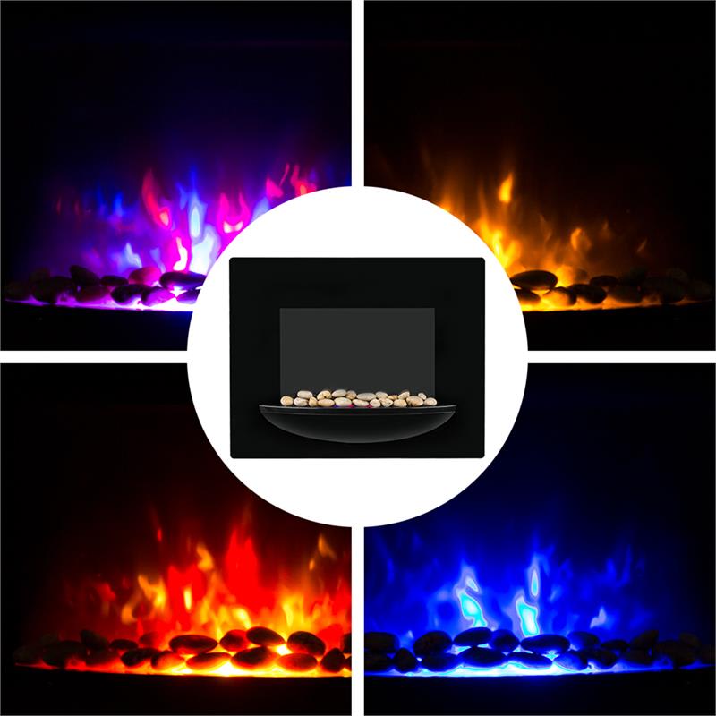 Klarstein Feuerschale, elektrický krb, 1800 W, nástenný, ilúzia plameňov, dekoračné kamene, čierny – Obrázok 3