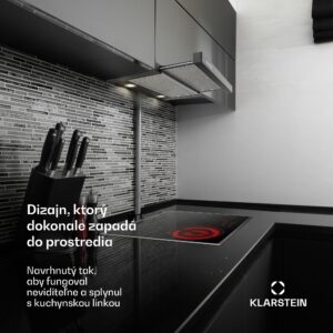 Klarstein Vinea, digestor, 60 cm, vstavaný, 560 m³/h, plochá konštrukcia, čierny
