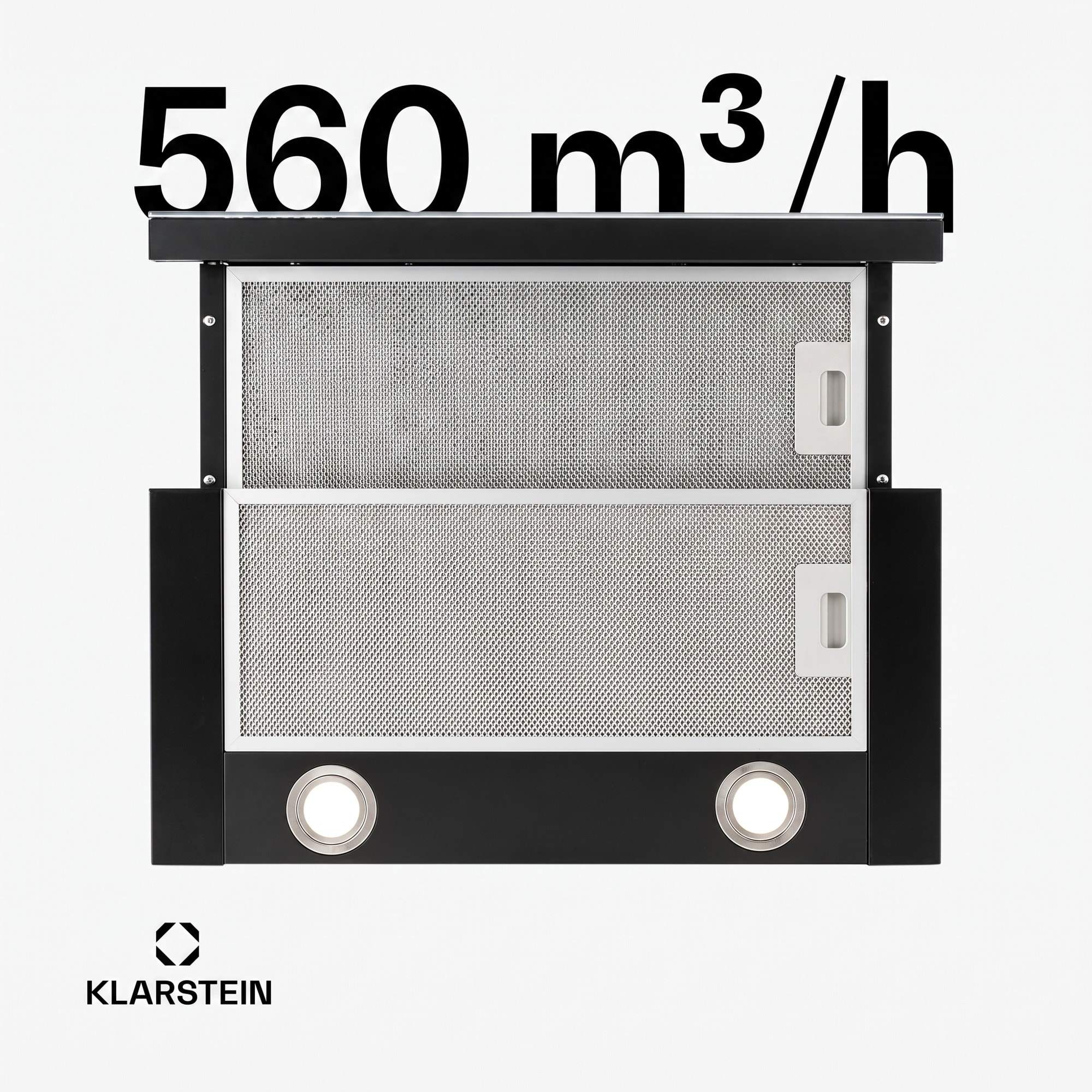 Klarstein Vinea, digestor, 60 cm, vstavaný, 560 m³/h, plochá konštrukcia, čierny – Obrázok 3