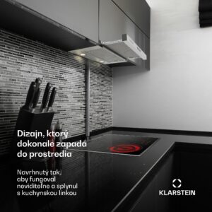 Klarstein Vinea, digestor, 60 cm, vstavaný, 560 m³/h, plochá konštrukcia, strieborný