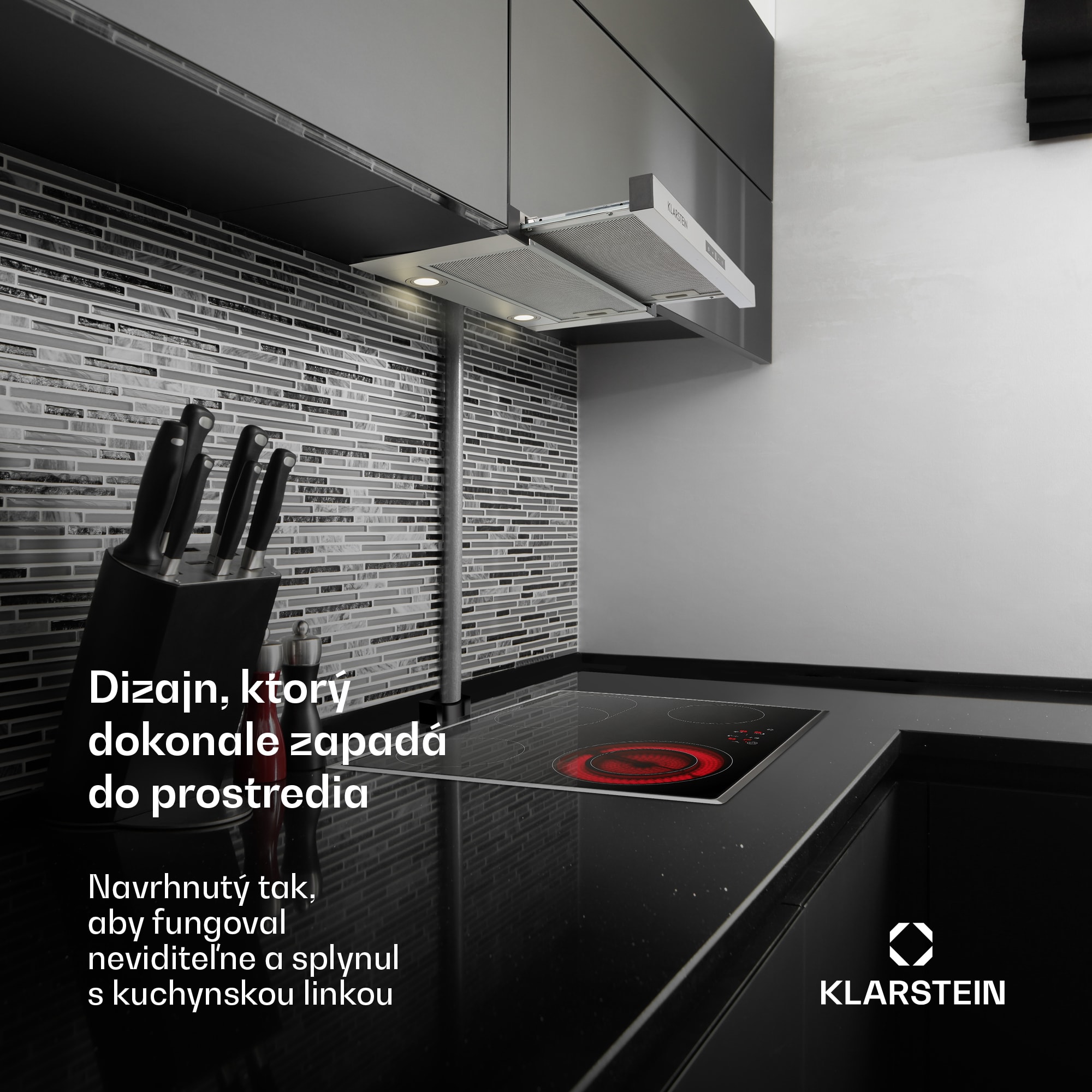 Klarstein Vinea, digestor, 60 cm, vstavaný, 560 m³/h, plochá konštrukcia, strieborný