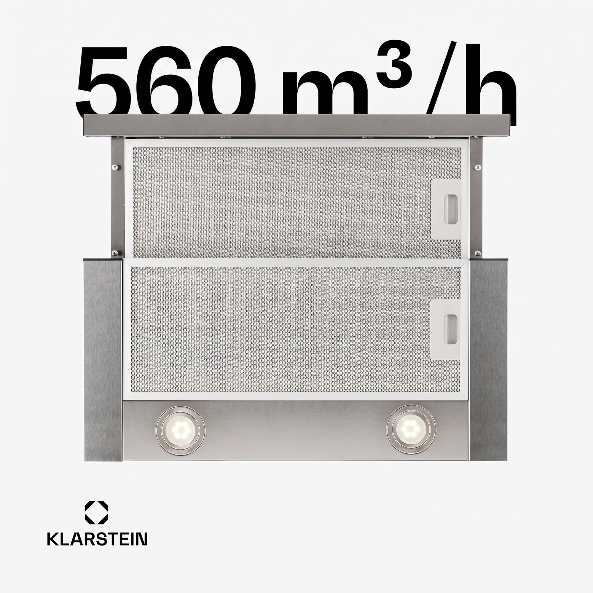 Klarstein Vinea, digestor, 60 cm, vstavaný, 560 m³/h, plochá konštrukcia, strieborný – Obrázok 3
