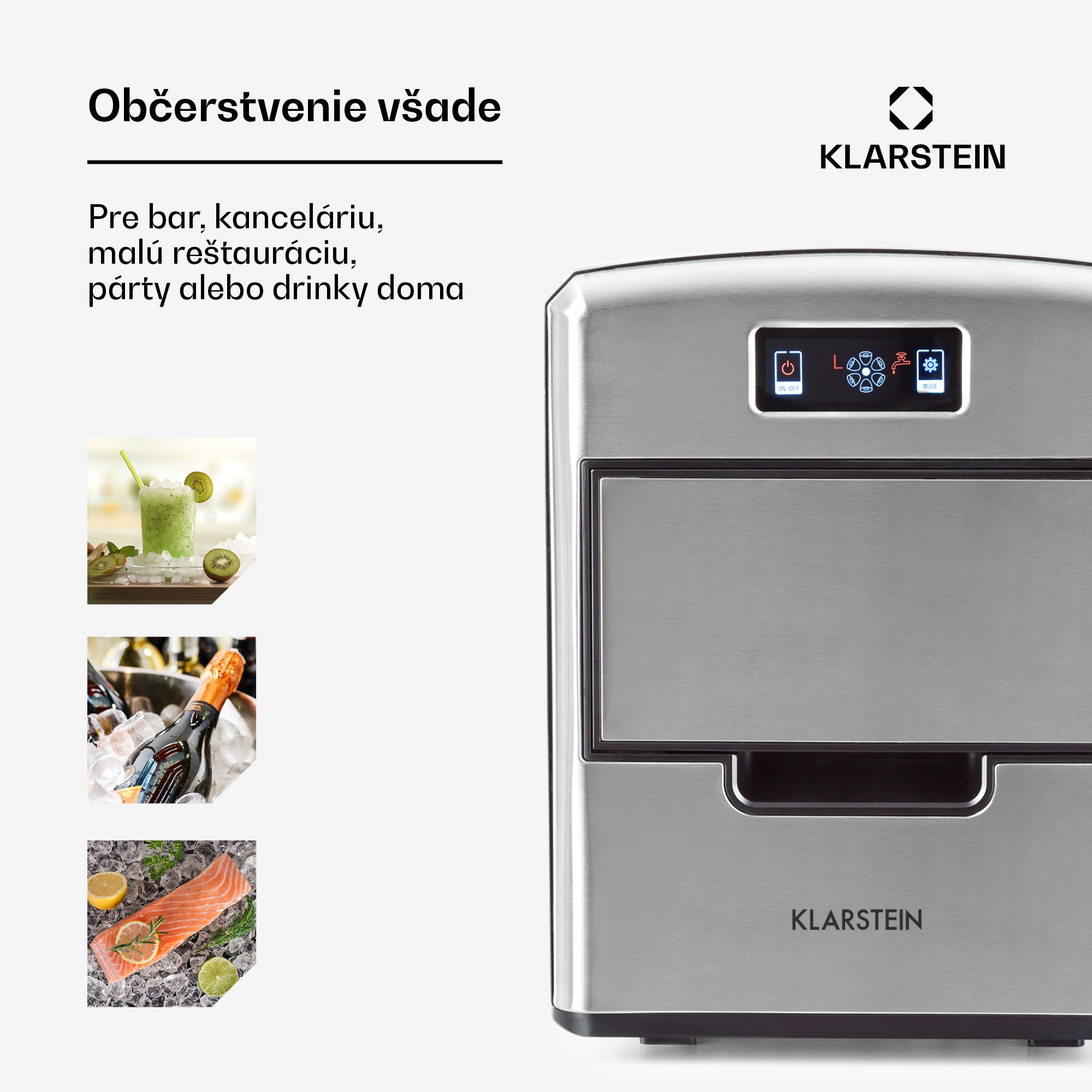 Klarstein Metropolitan, výrobník ľadu, 12 kg/24 h, digitálny displej – Obrázok 2