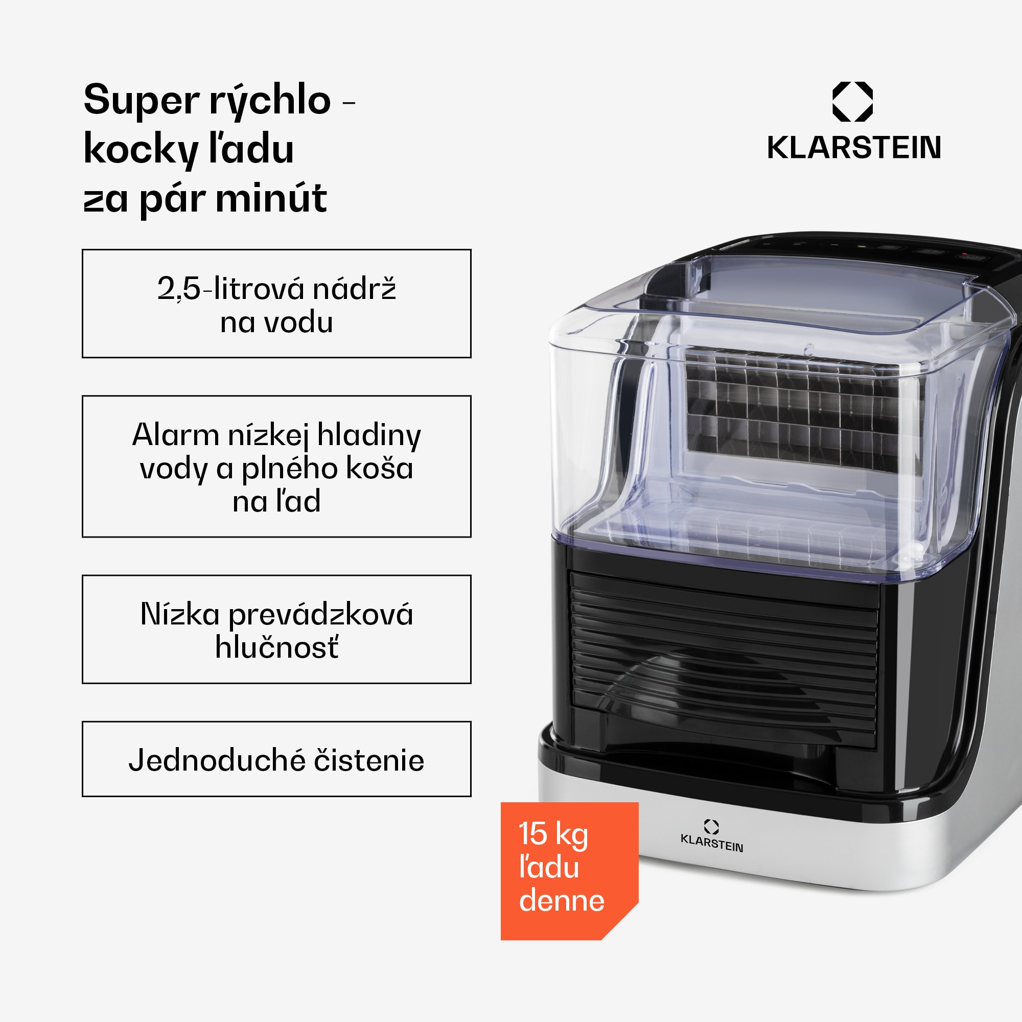 Klarstein Kristall ľadovač na ľadové kryštály 2 veľkosti 2,5l nádrž na vodu – Obrázok 2