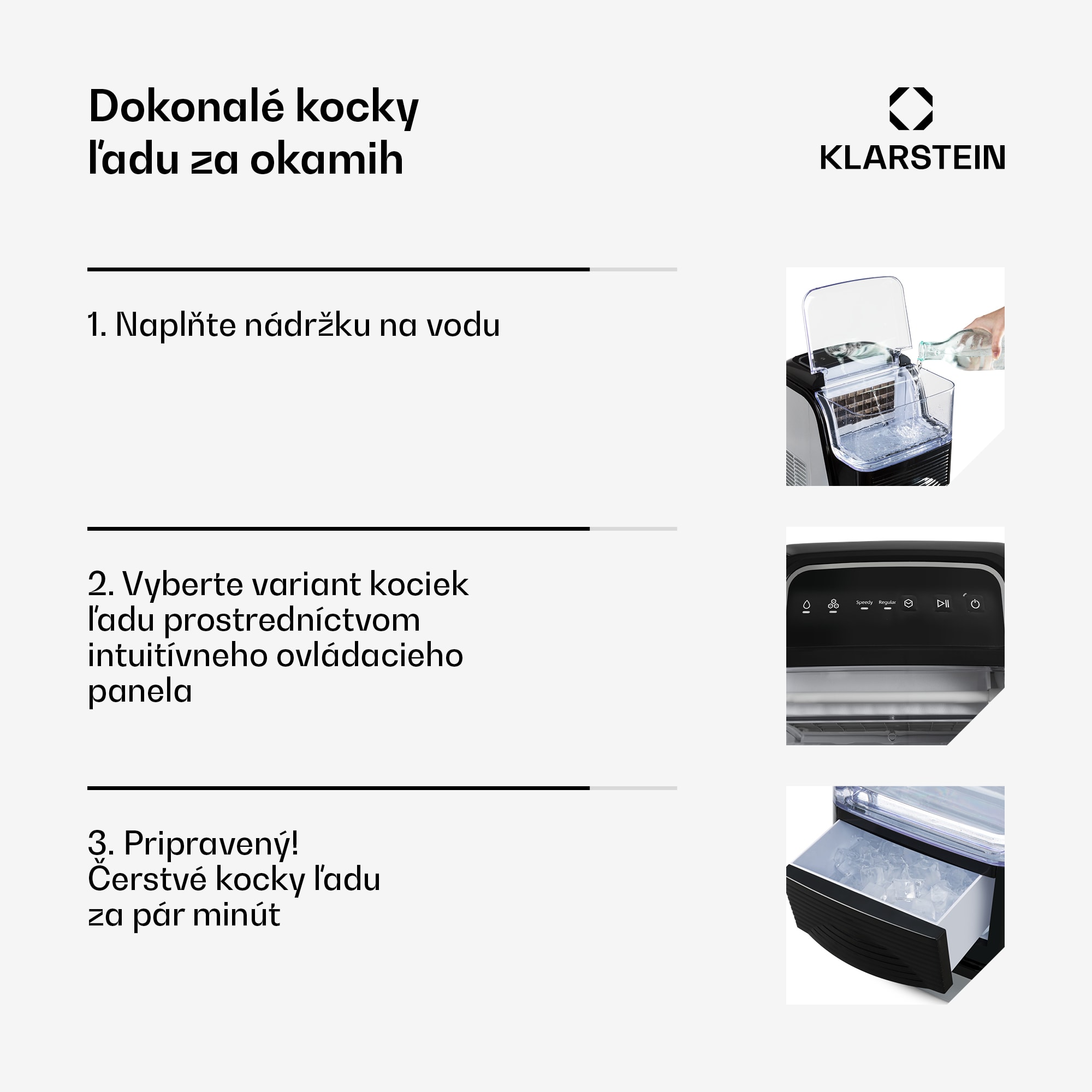 Klarstein Kristall ľadovač na ľadové kryštály 2 veľkosti 2,5l nádrž na vodu – Obrázok 5