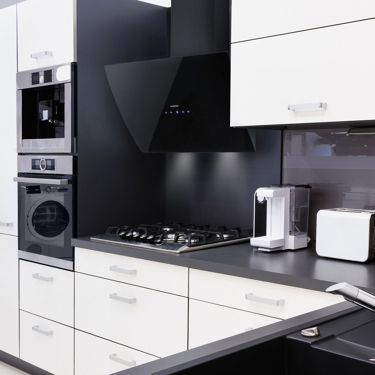 Klarstein Annabelle 60, digestor, 60 cm, nástenný, 641 m³/h, dotykový panel, sklo, čierny – Obrázok 2