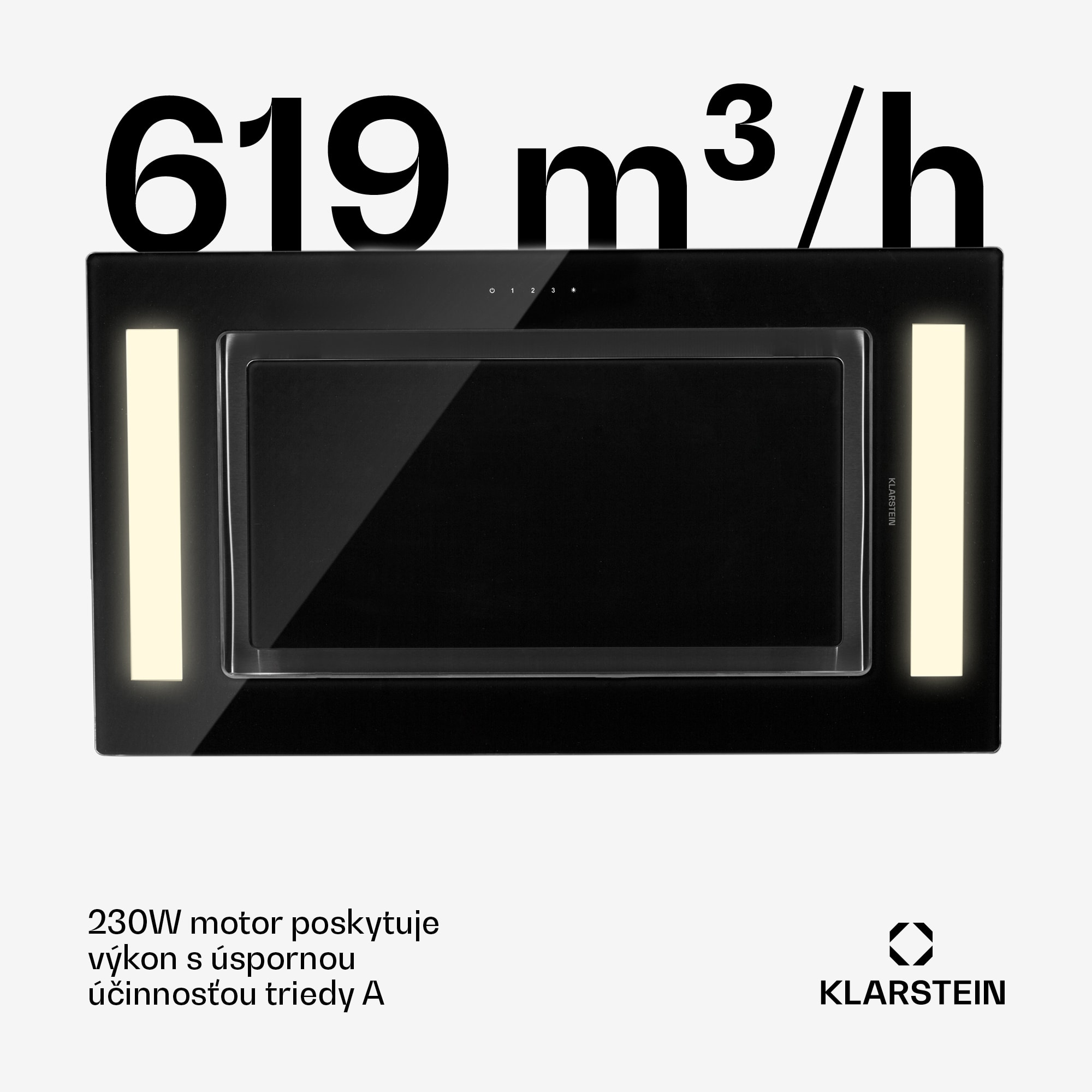 Klarstein Remy, digestor, 90 cm, stropný, 630 m³/h, diaľkové ovládanie, čierny – Obrázok 4