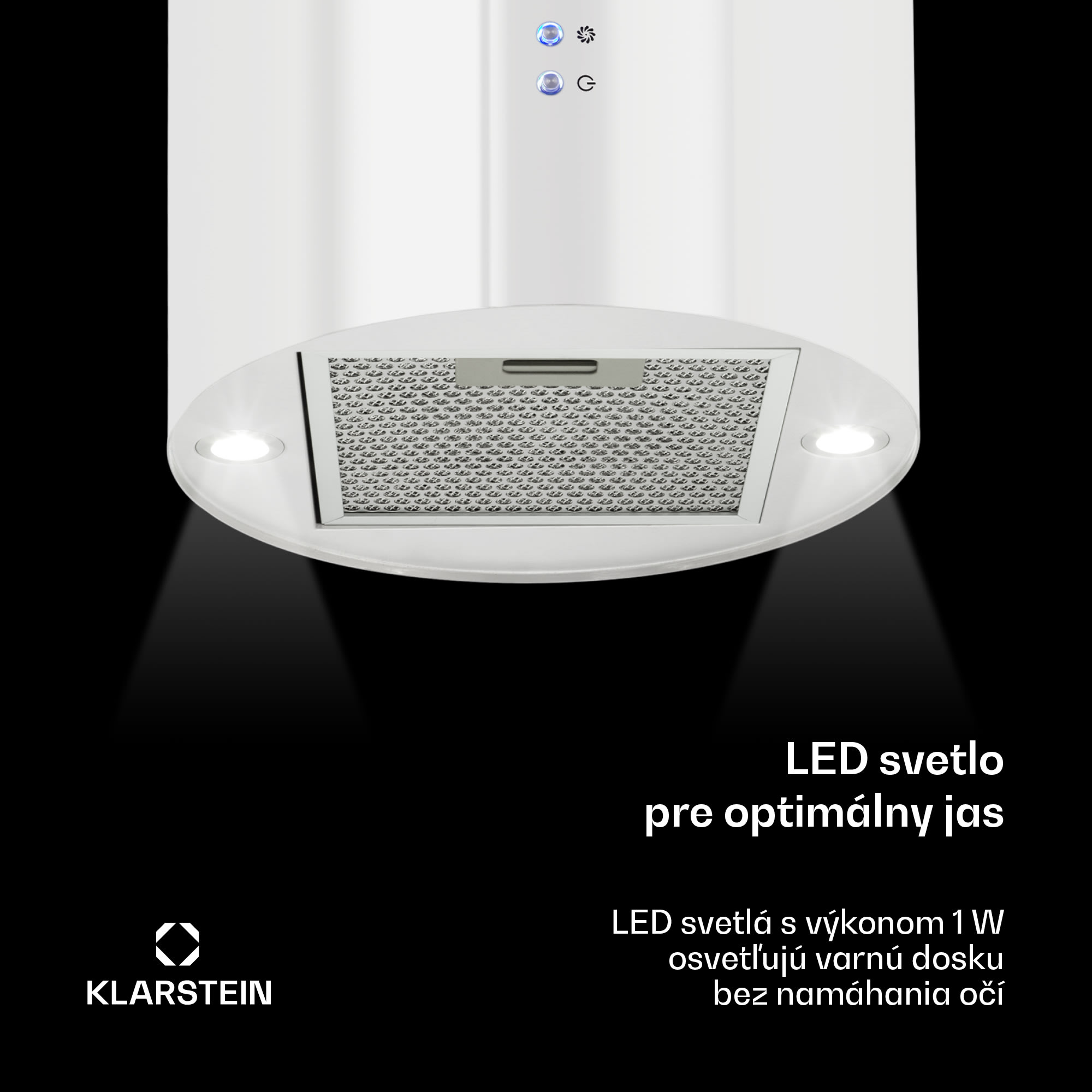 Klarstein Odsávač pár Barett v ostrovnom vyhotovení, Ø35 cm, recirkulačný režim, 522 m³/h, LED osvetlenie, filter s aktívnym uhlím – Obrázok 3