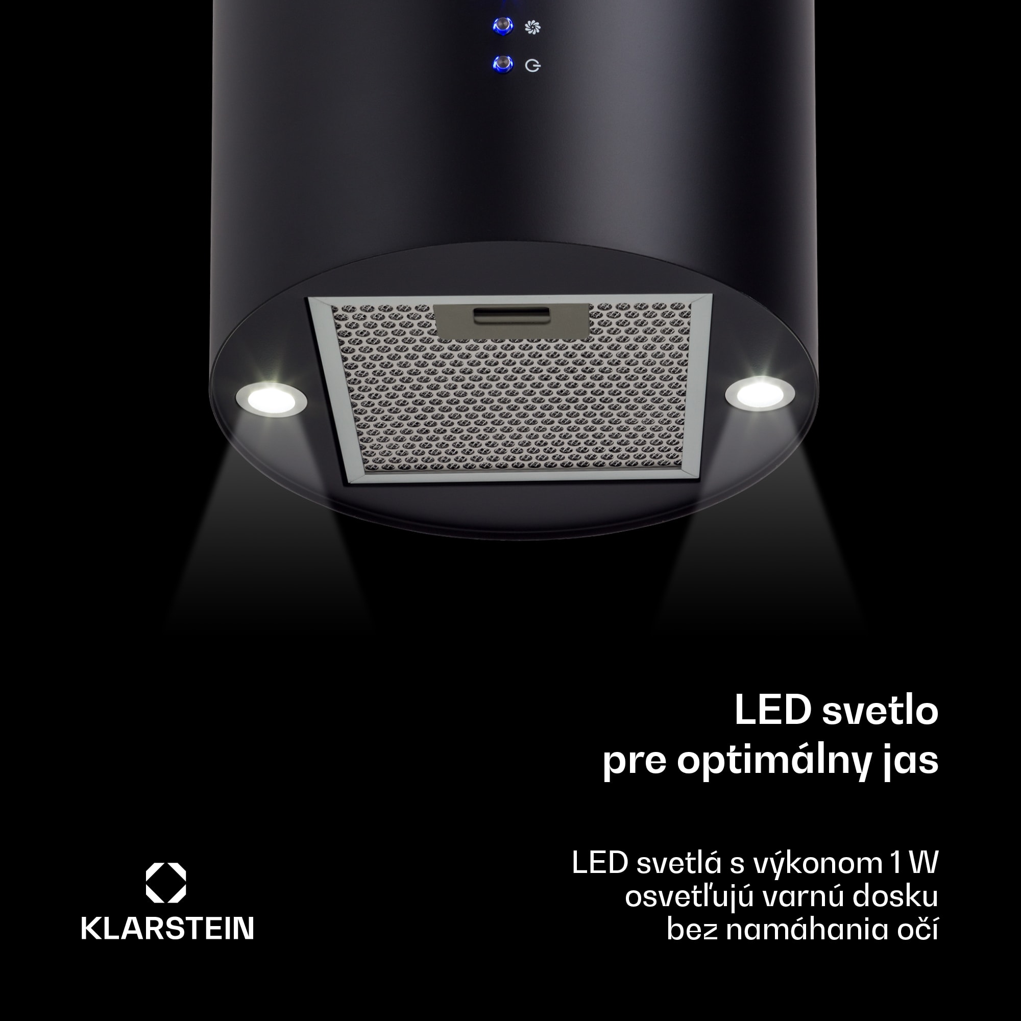 Klarstein Odsávač pár Barett v ostrovnom vyhotovení, Ø35 cm, recirkulačný režim, 522 m³/h, LED osvetlenie, filter s aktívnym uhlím – Obrázok 4