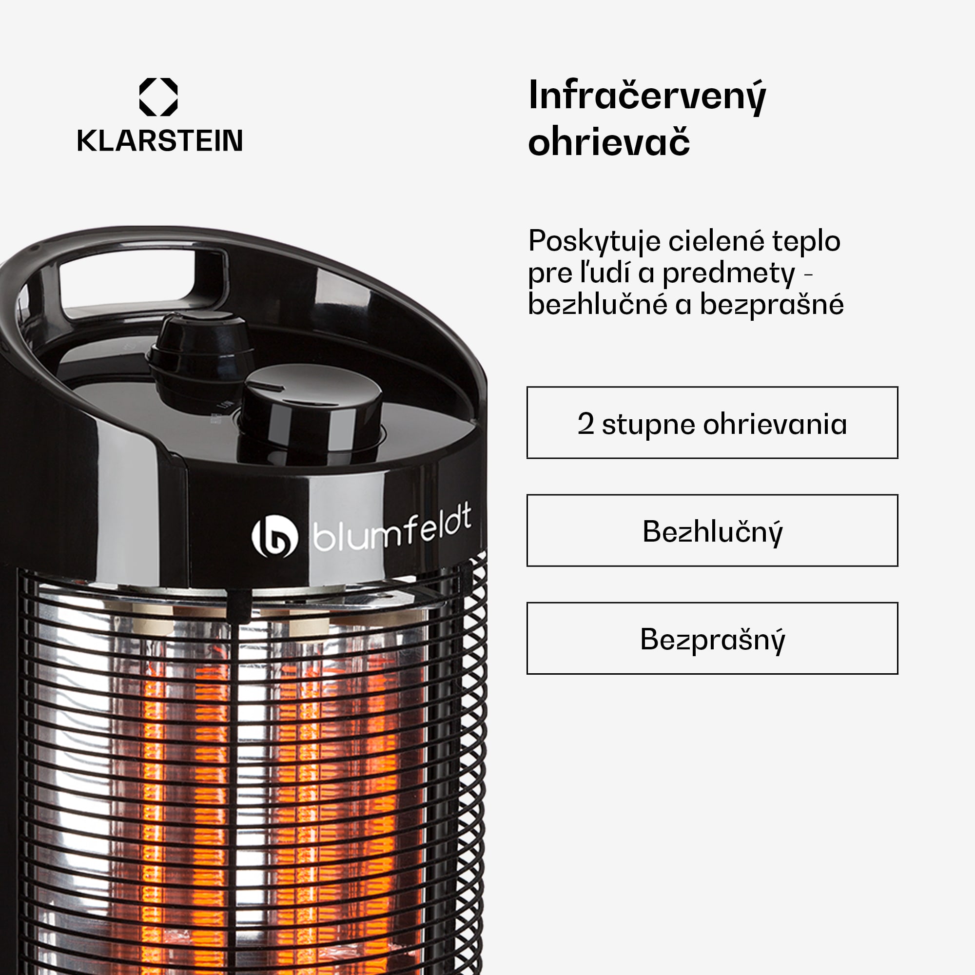 Blumfeldt Heat Guru 360, stojanový ohrievač, 1200/600 W, 2 stupne ohrevu, IPX4, čierny – Obrázok 2