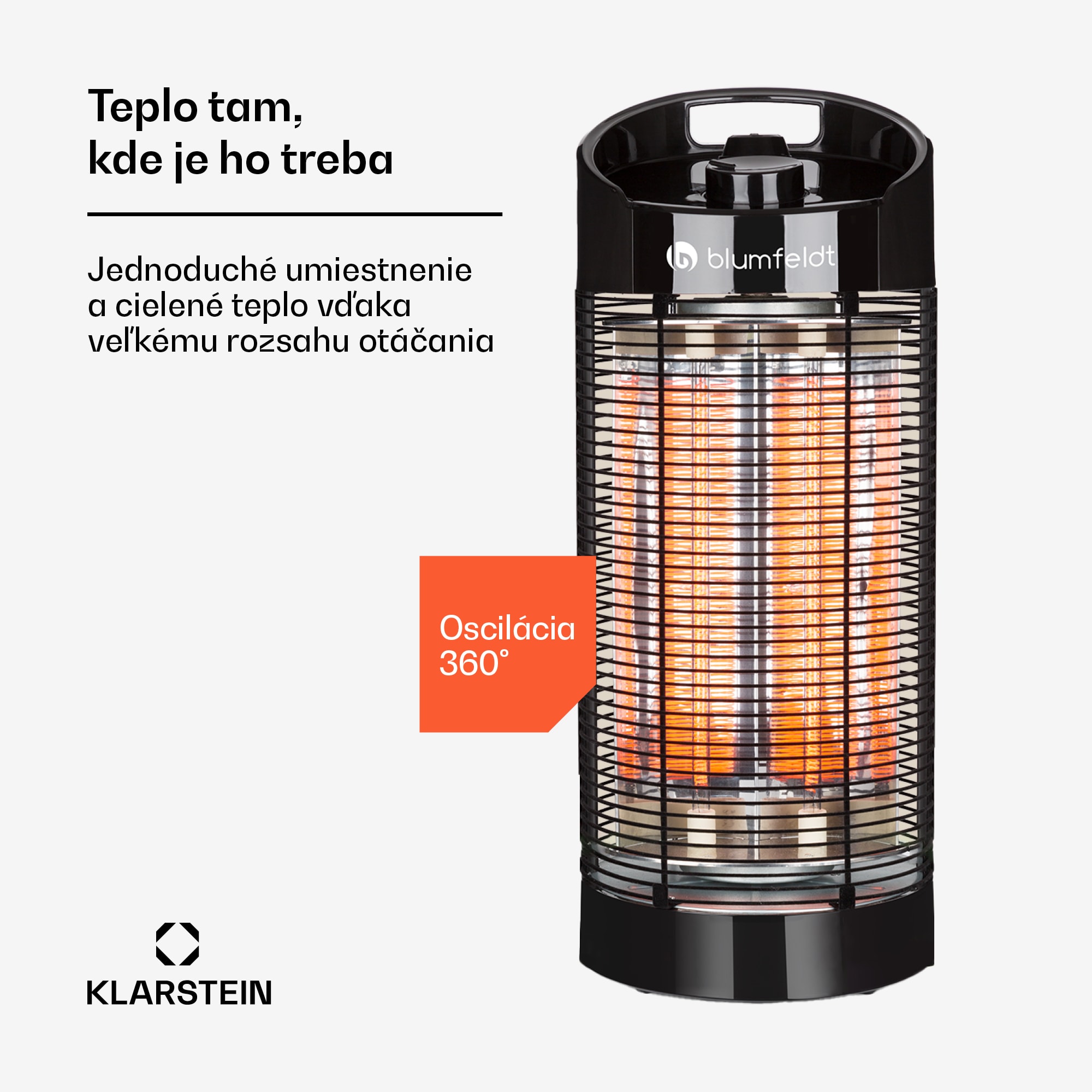 Blumfeldt Heat Guru 360, stojanový ohrievač, 1200/600 W, 2 stupne ohrevu, IPX4, čierny – Obrázok 3
