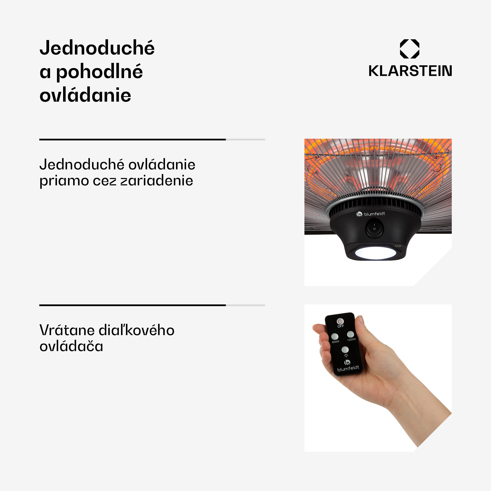 Blumfeldt Heat Square, infračervený ohrievač, 1000 / 2000 W, uhlíkové výhrevné teleso, IP24, LED – Obrázok 3
