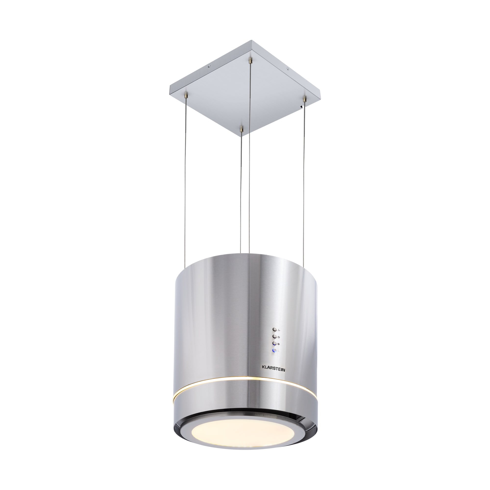 Klarstein Tron Ambience ostrovná digestorová kapucňa Ø38cm, recirkulácia, 540 m³/h, LED, nerezová oceľ