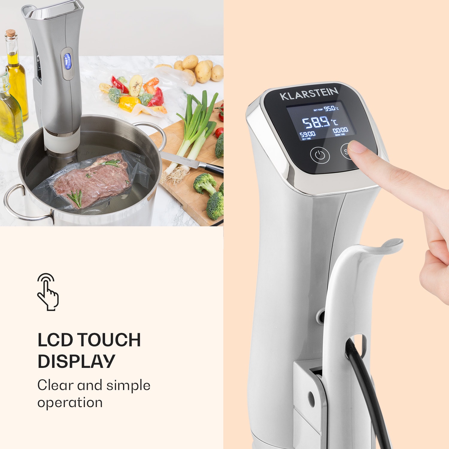 Klarstein Quickstick, Sous Vide varič, 20 l, termostat, cirkulačné čerpadlo, nehrdzavejúca oceľ – Obrázok 4