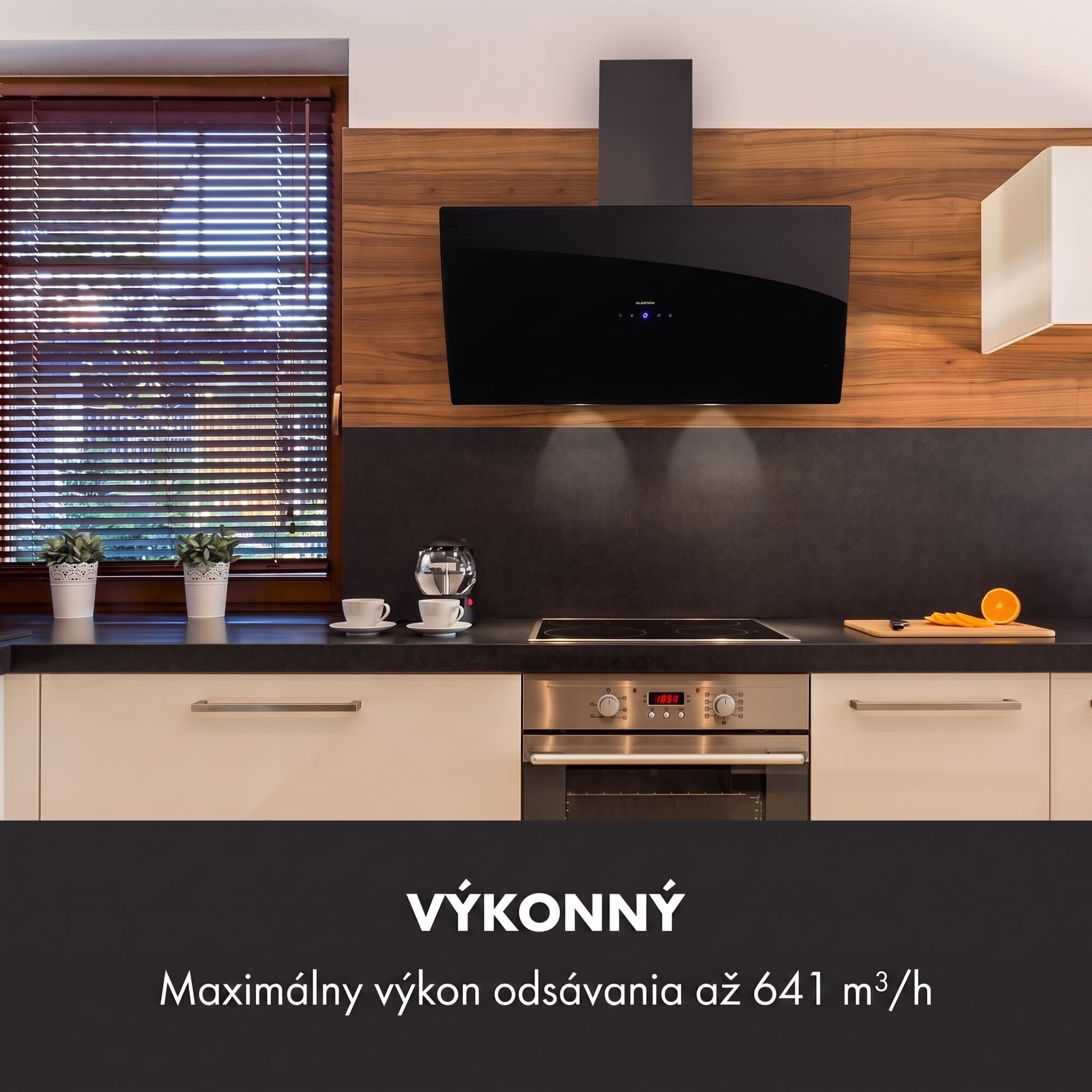 Klarstein Annabelle 90, digestor, 90 cm, nástenný, 641 m³/h, dotykový panel, sklo, čierny