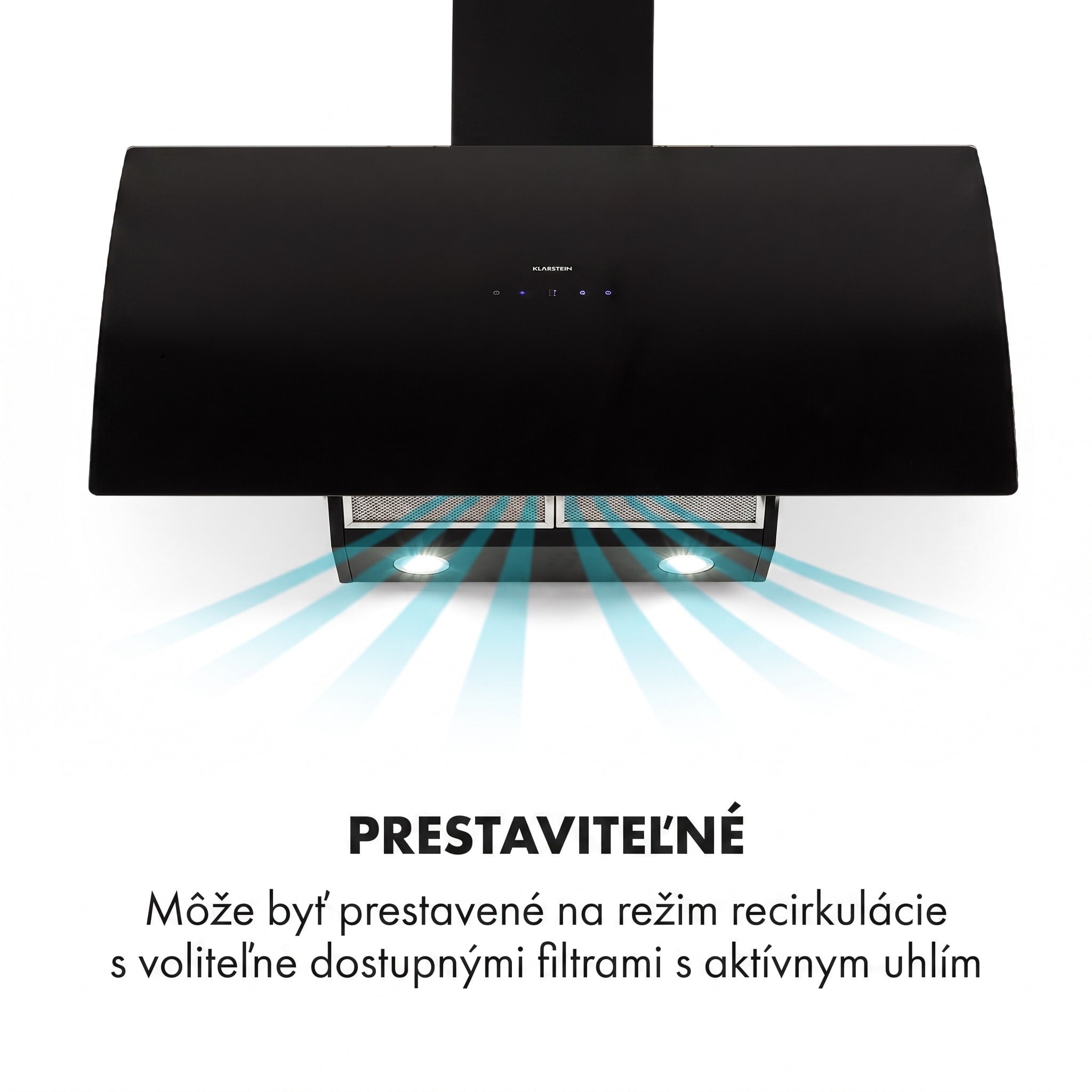 Klarstein Annabelle 90, digestor, 90 cm, nástenný, 641 m³/h, dotykový panel, sklo, čierny – Obrázok 4