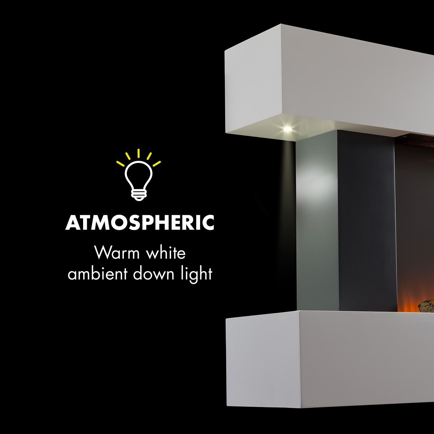 Klarstein Studio Light & Fire 2, elektrický krb, 1000/2000 W, MDF, diaľkové ovládanie, biely – Obrázok 5