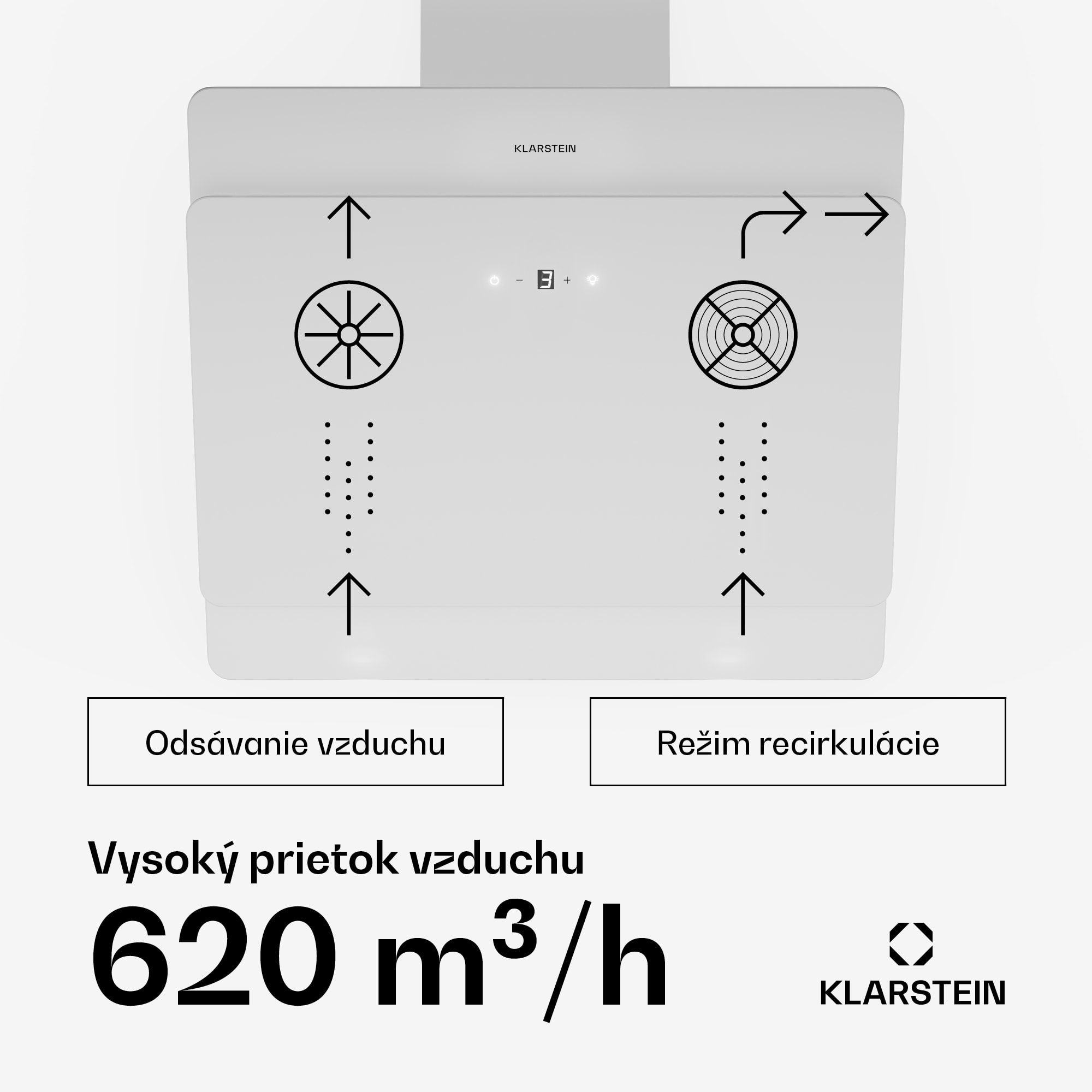 Klarstein Aurica 60, digestor, 60 cm, nástenný, 607 m³/h, LED, dotykové ovládanie, sklo, biely – Obrázok 3