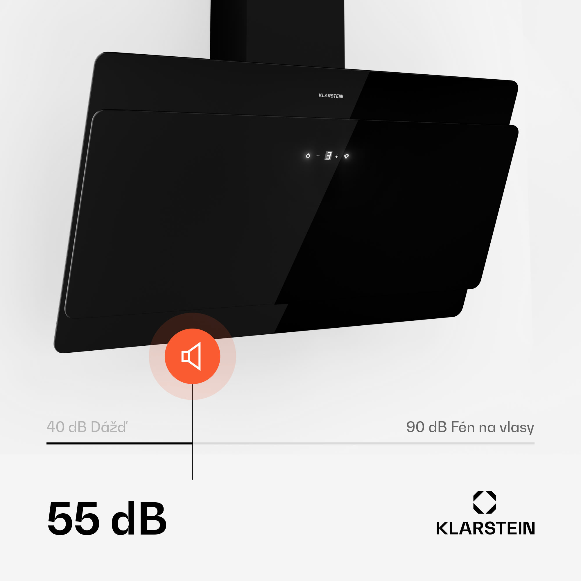 Klarstein Aurica 90, digestor, 90 cm, nástenný, 607 m³/h, LED, dotykové ovládanie, sklo, čierny – Obrázok 3