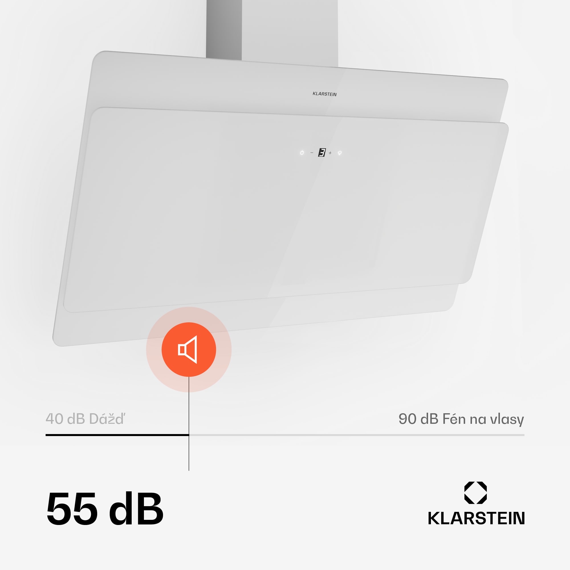 Klarstein Aurica 90, digestor, 90 cm, nástenný, 607 m³/h, LED, dotykové ovládanie, sklo, biely – Obrázok 3