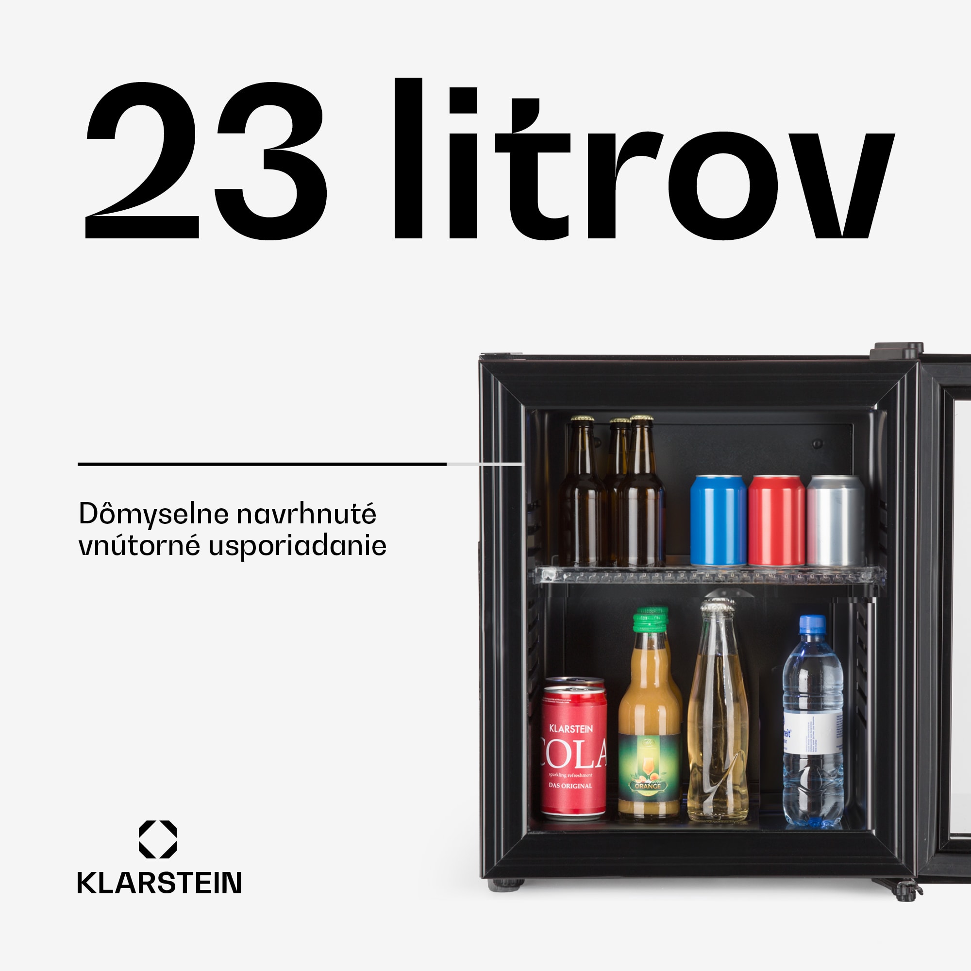 Klarstein Brooklyn 23, mini chladnička, sklenené dvierka, LED osvetlenie, police – Obrázok 2