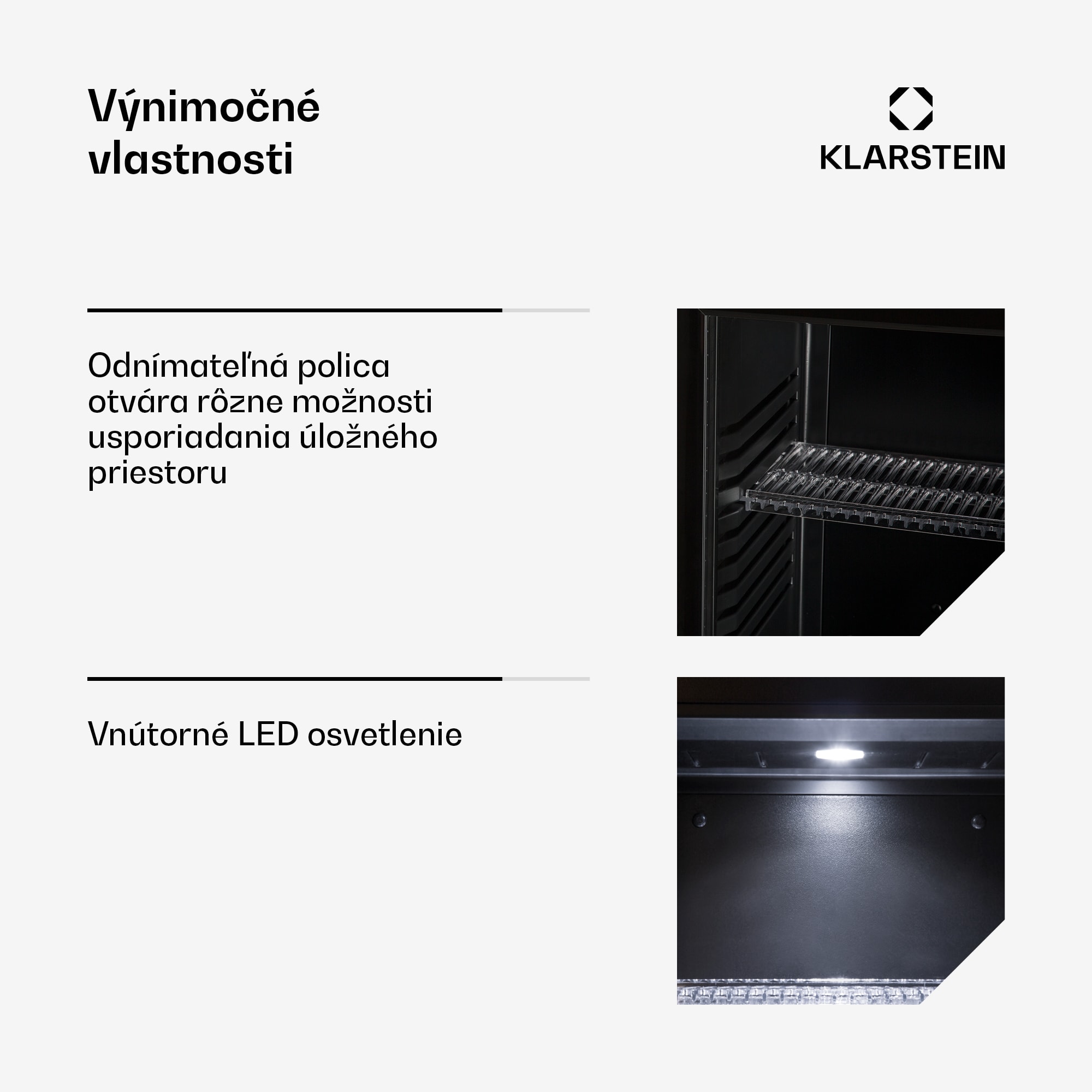 Klarstein Brooklyn 23, mini chladnička, sklenené dvierka, LED osvetlenie, police – Obrázok 5