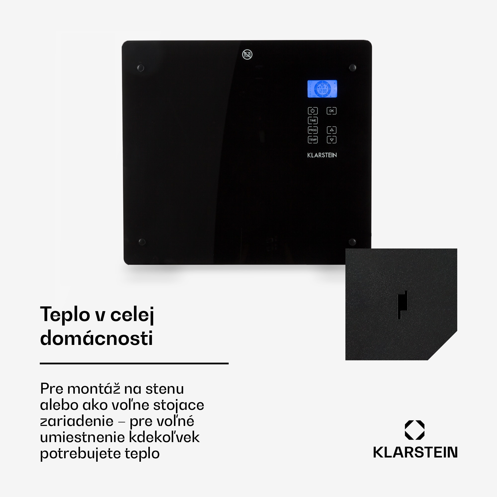 Klarstein Norderney, konvektor, 1000 W, termostat, časovač, 20 m², čierny – Obrázok 4